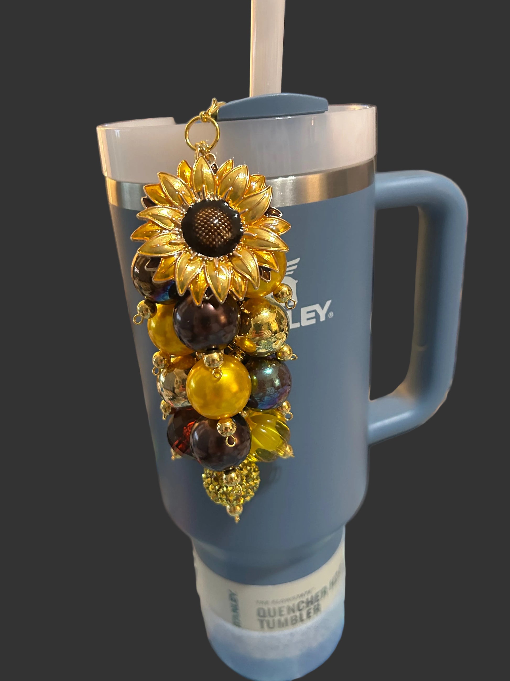 Golden Sunflower Bauble Straw Charm