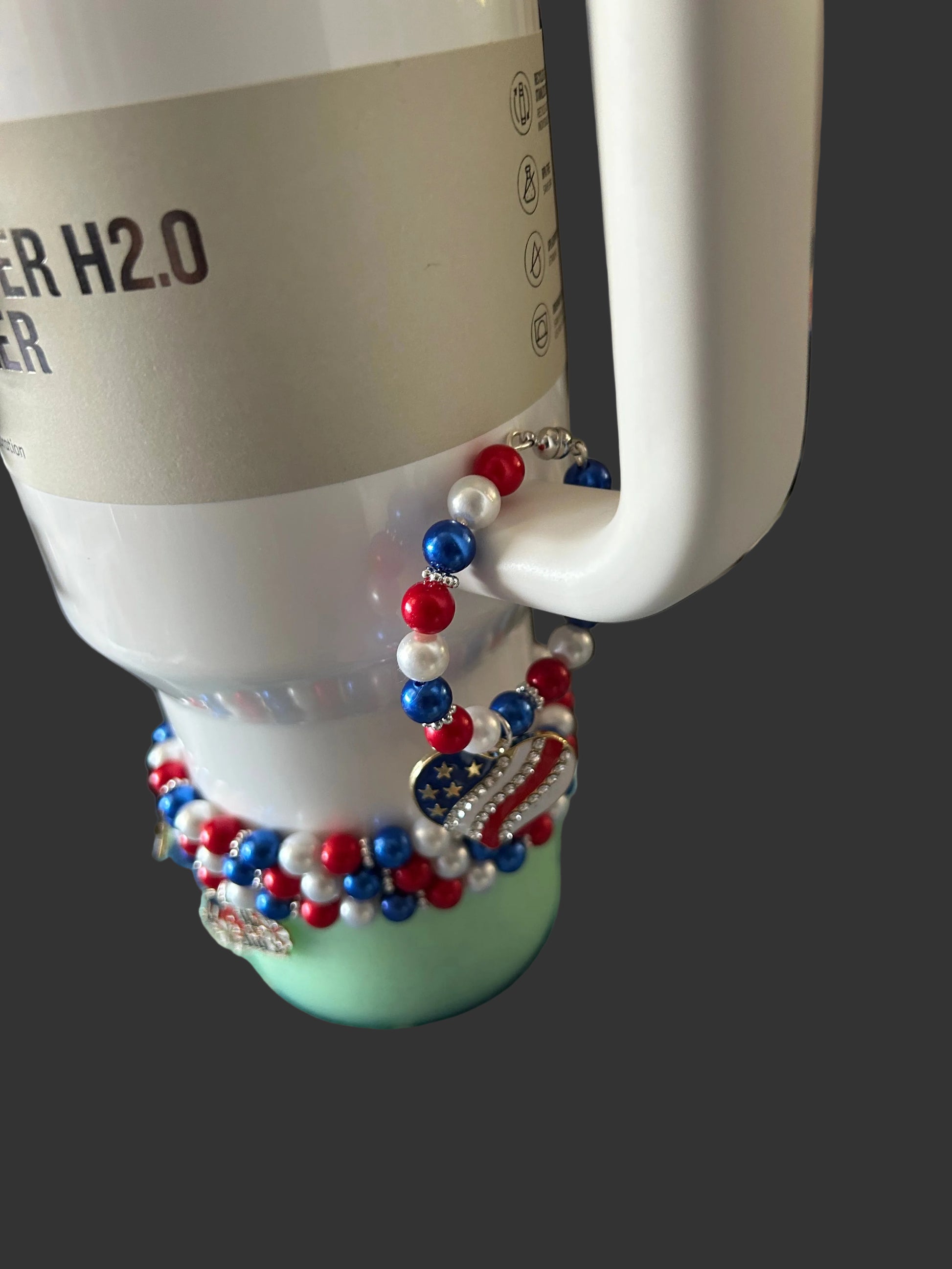 Red White and Blue Heart Handle Charm