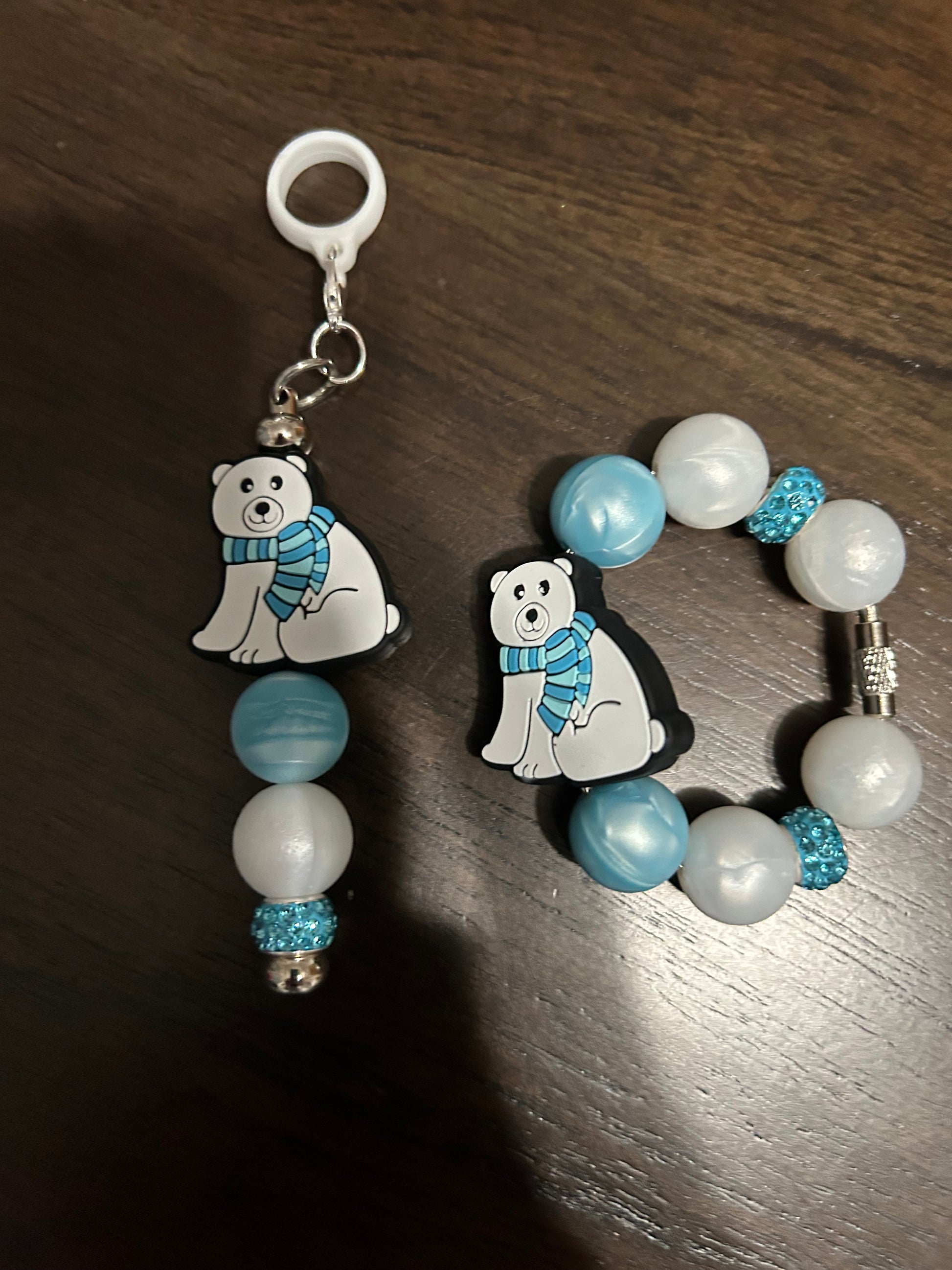 Polar Bear Straw and Handle Charm set