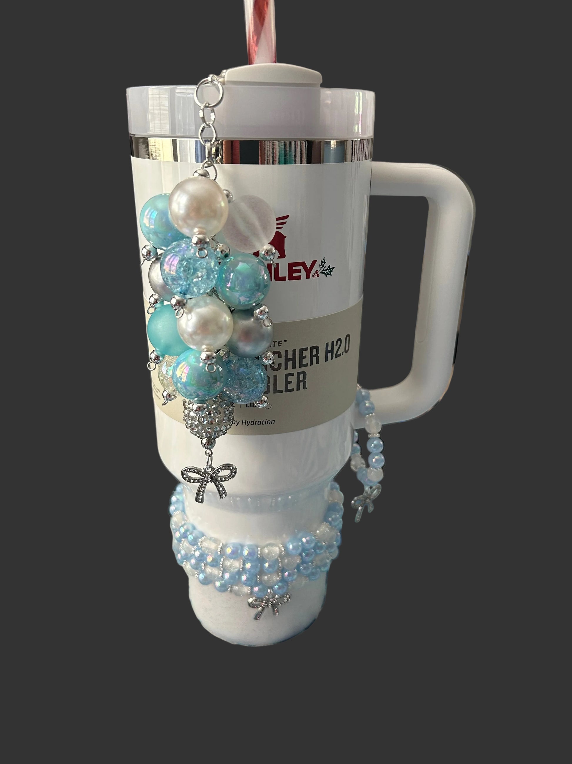 Blue Bow Bauble Straw Charm