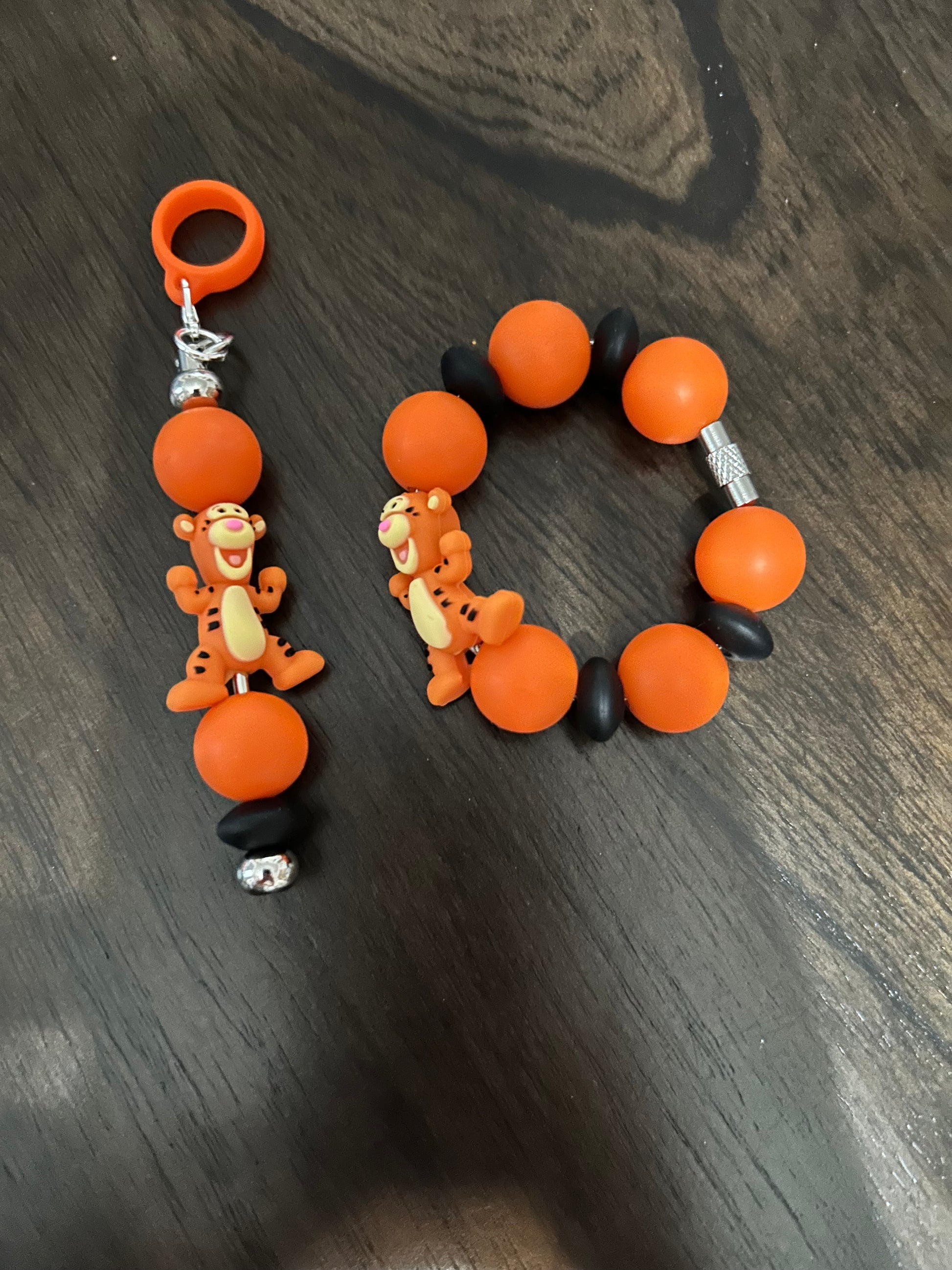 Tiger Straw and Handle Charm