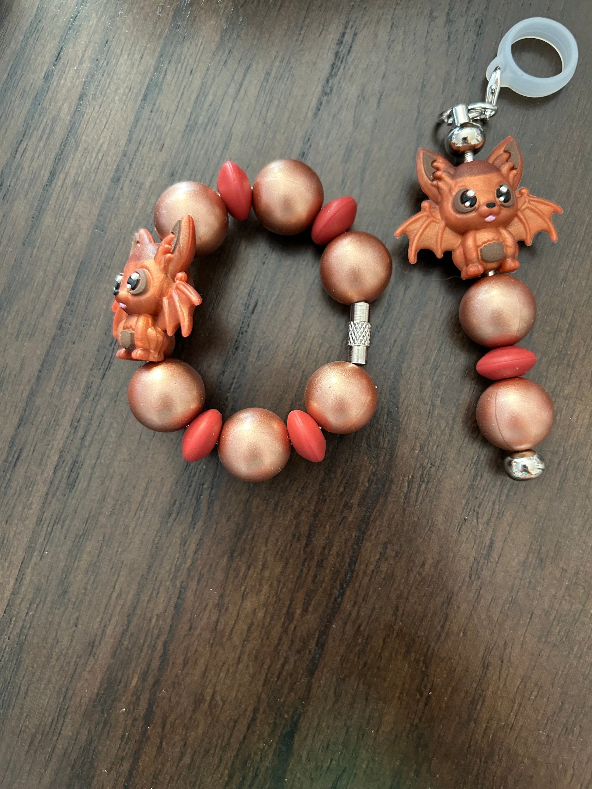 Bat Straw and Handle Charm set