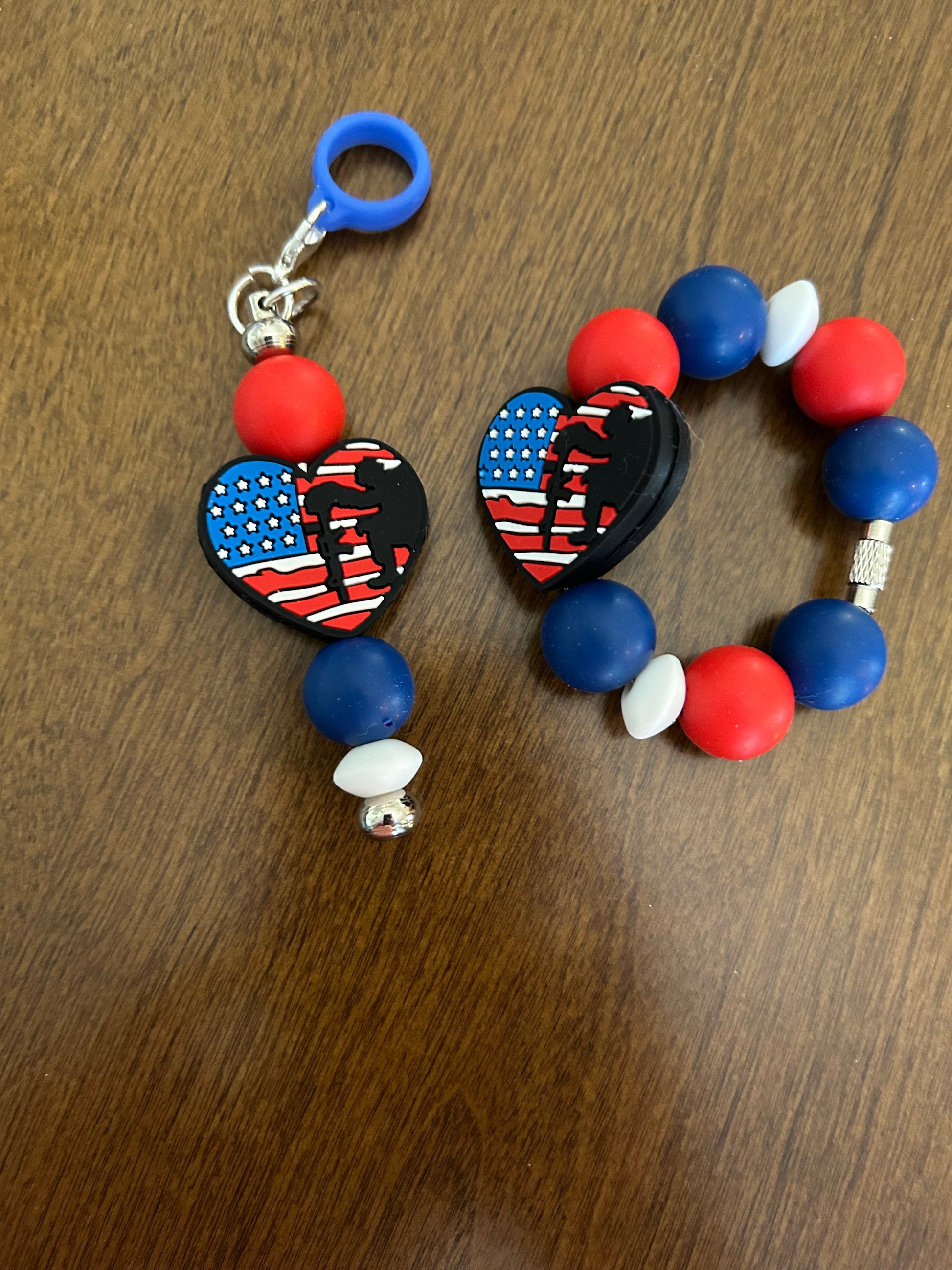 Patriotic Straw and Handle Charm set