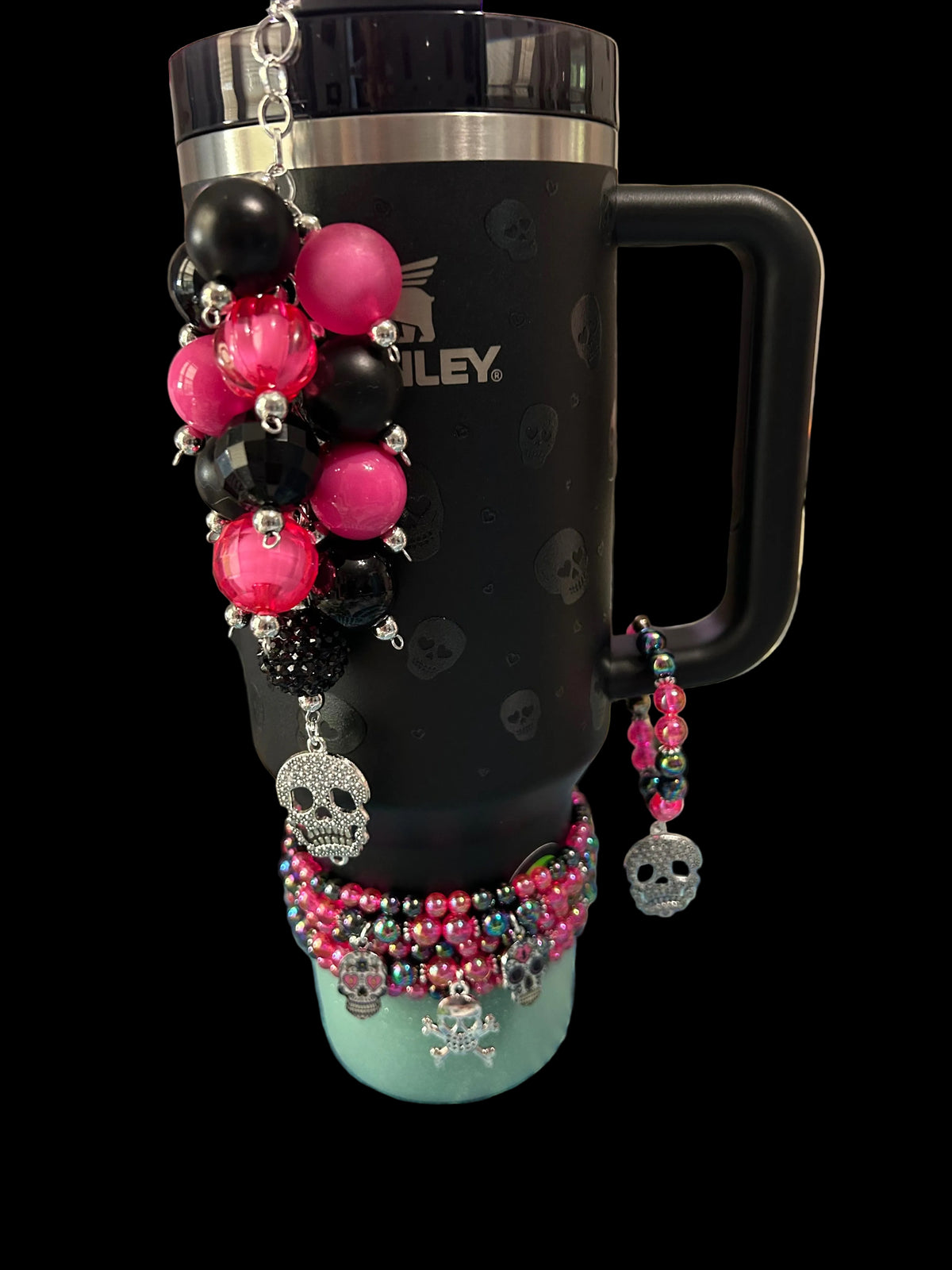 Pink and Black Skull Handle Charm