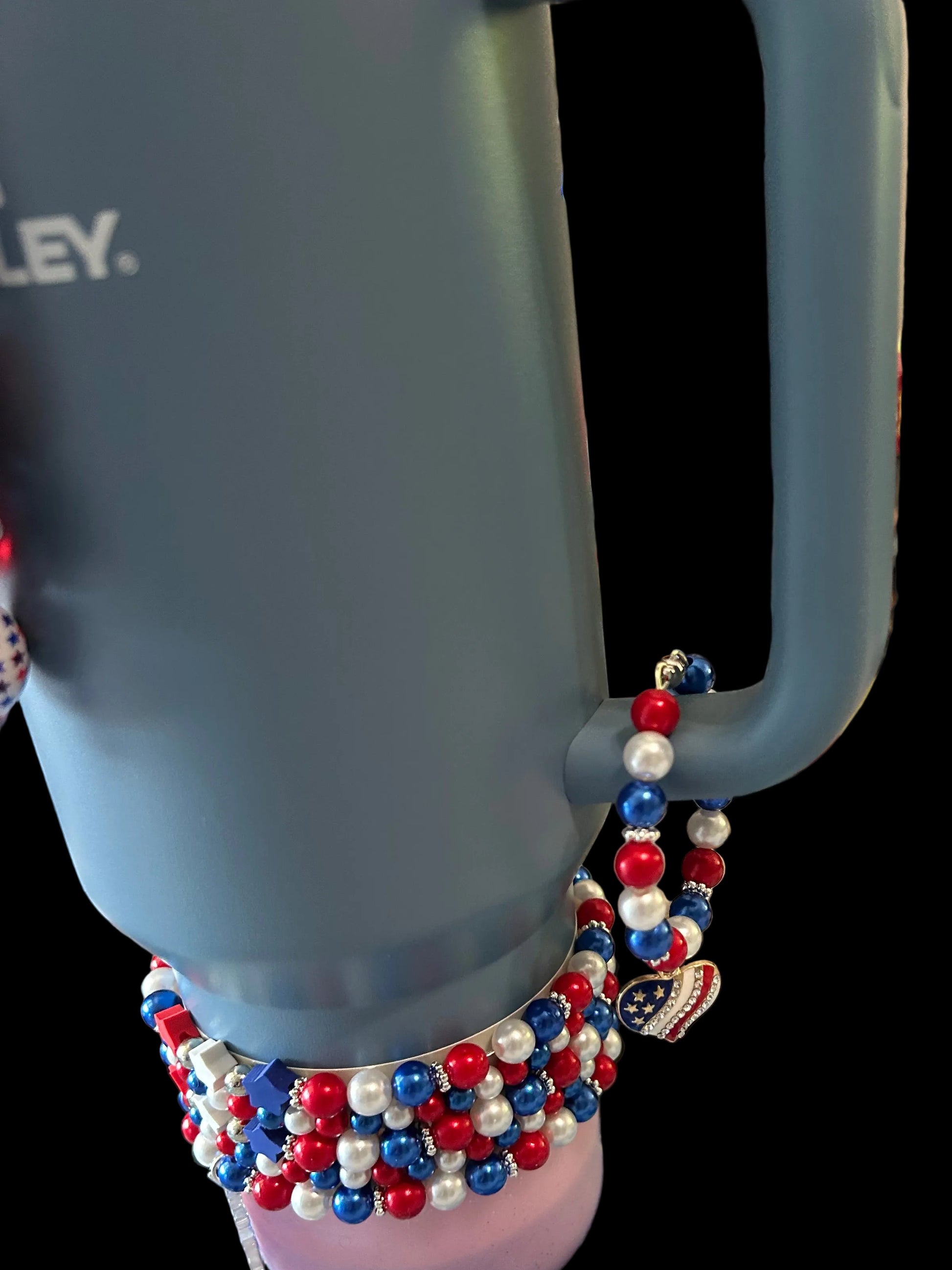 Red White and Blue Heart Handle Charm