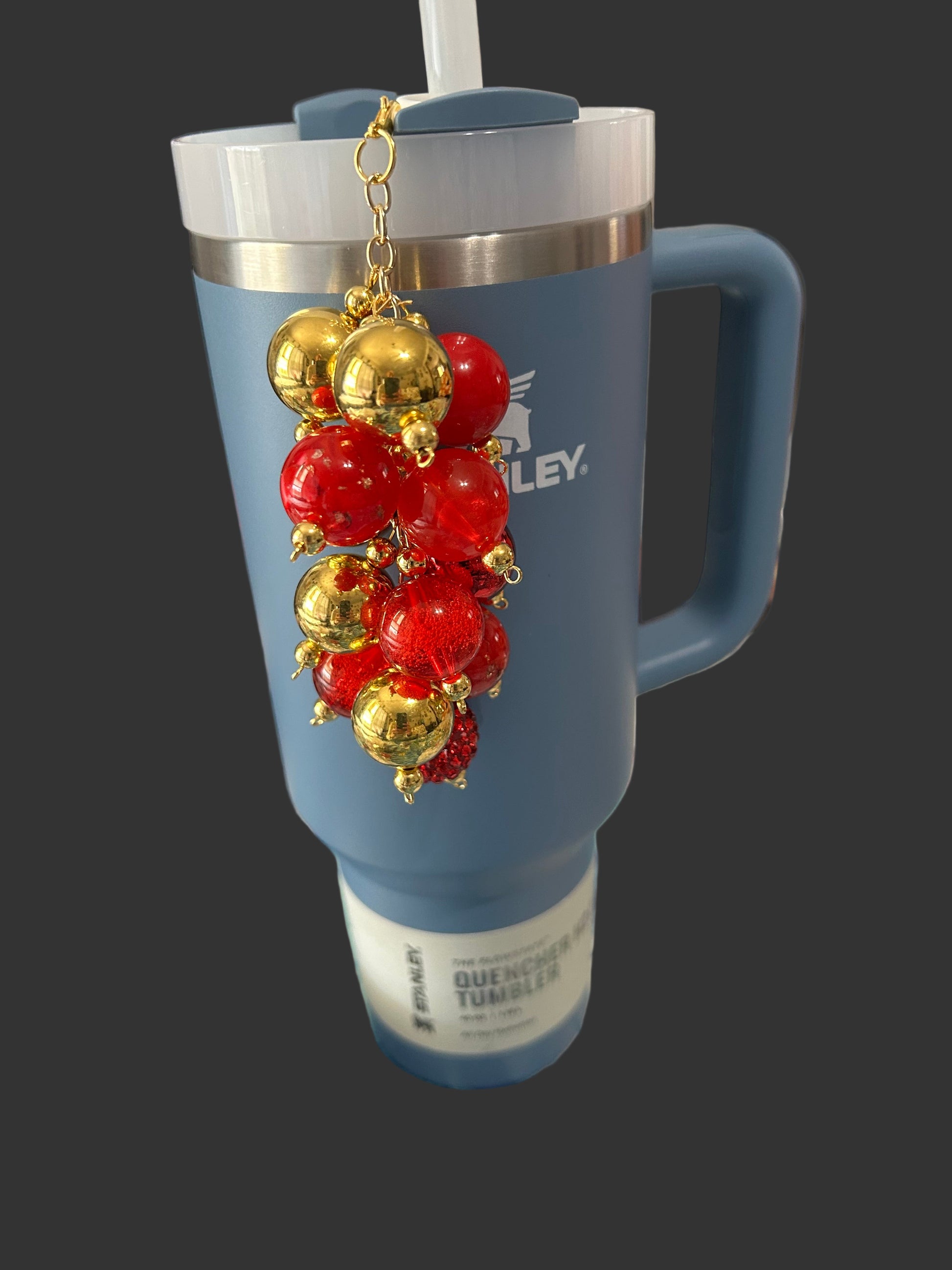 Red and Gold Bauble Straw Charm