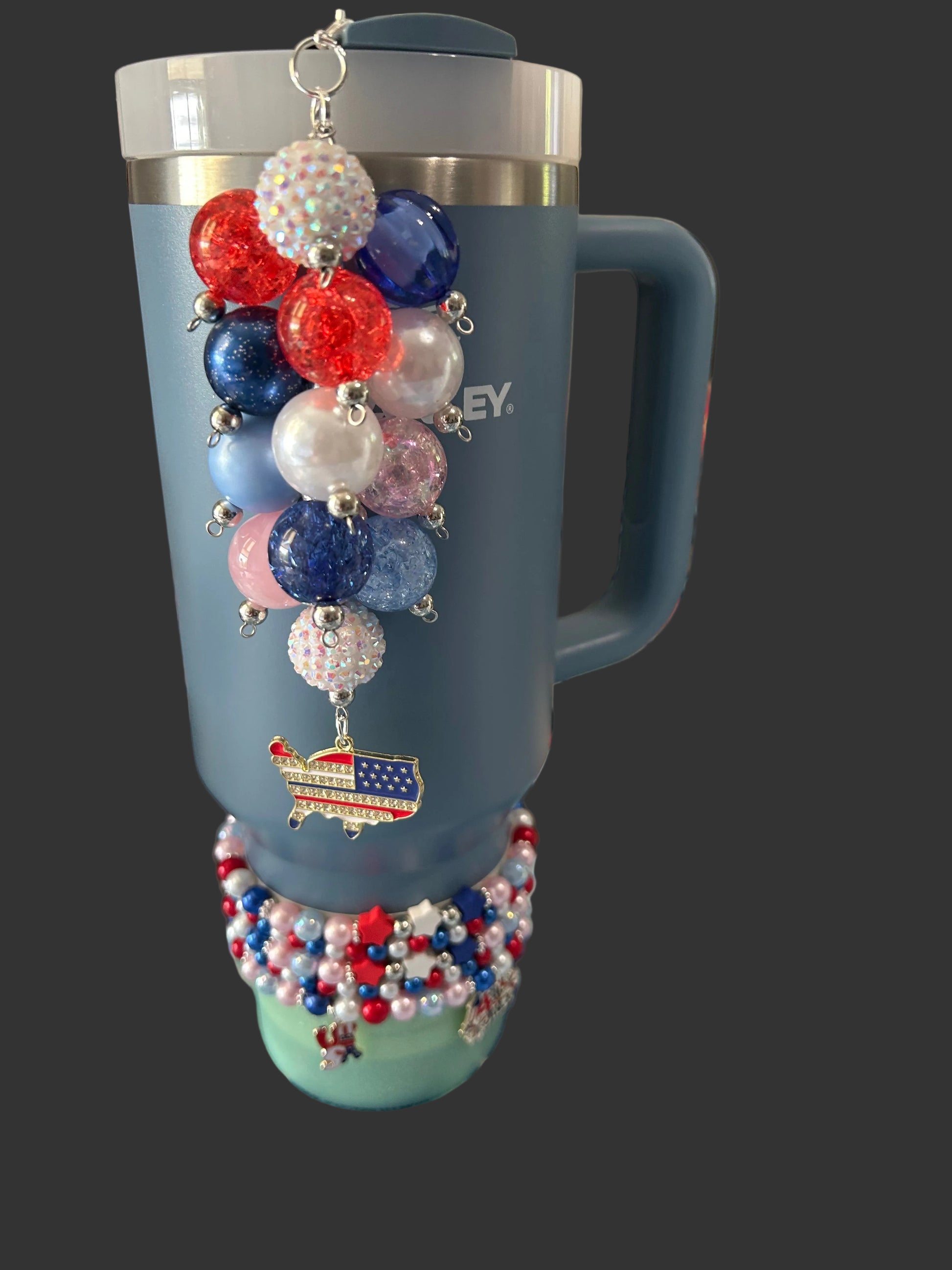 Pink, Red White and Blue Bauble Straw Charm