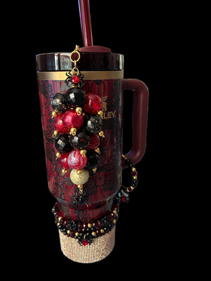 Bordeaux Rose and Spider Bracelet Stack with Gold