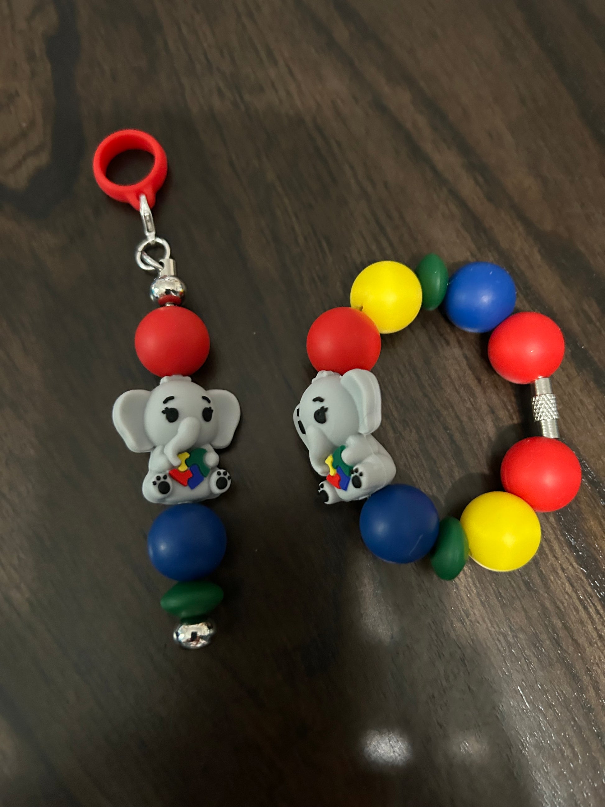 Autism Awareness Straw and Handle Charm set
