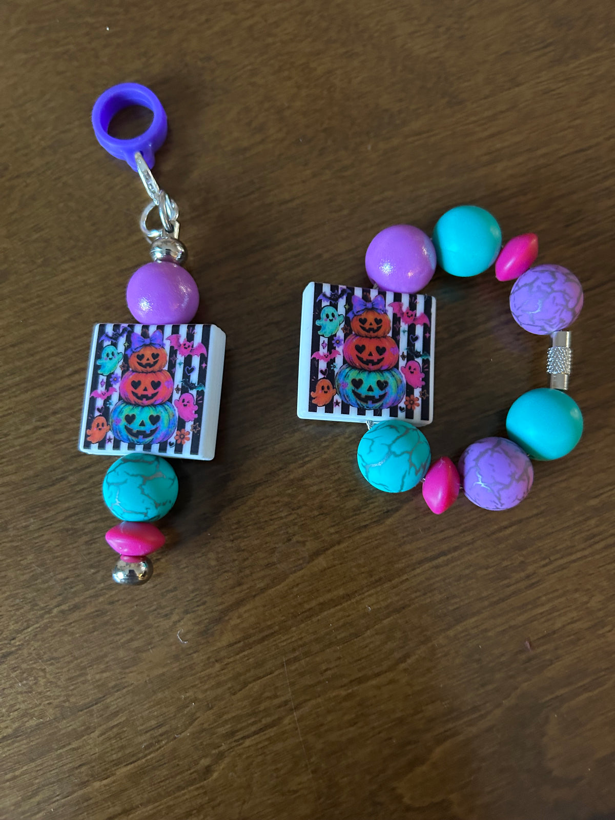 Pumpkin Straw and Handle Charm set