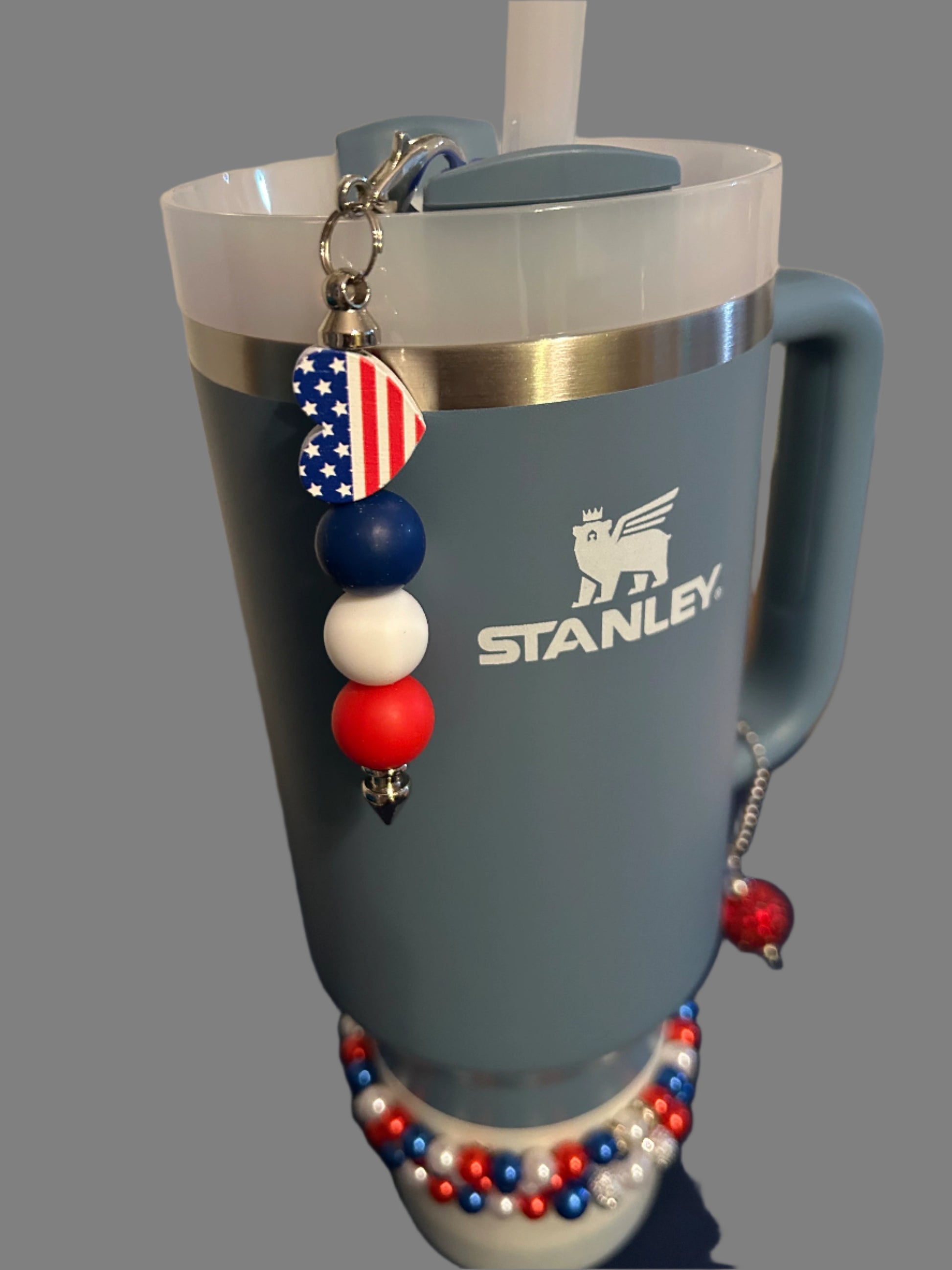 Red White and Blue Straw Charm