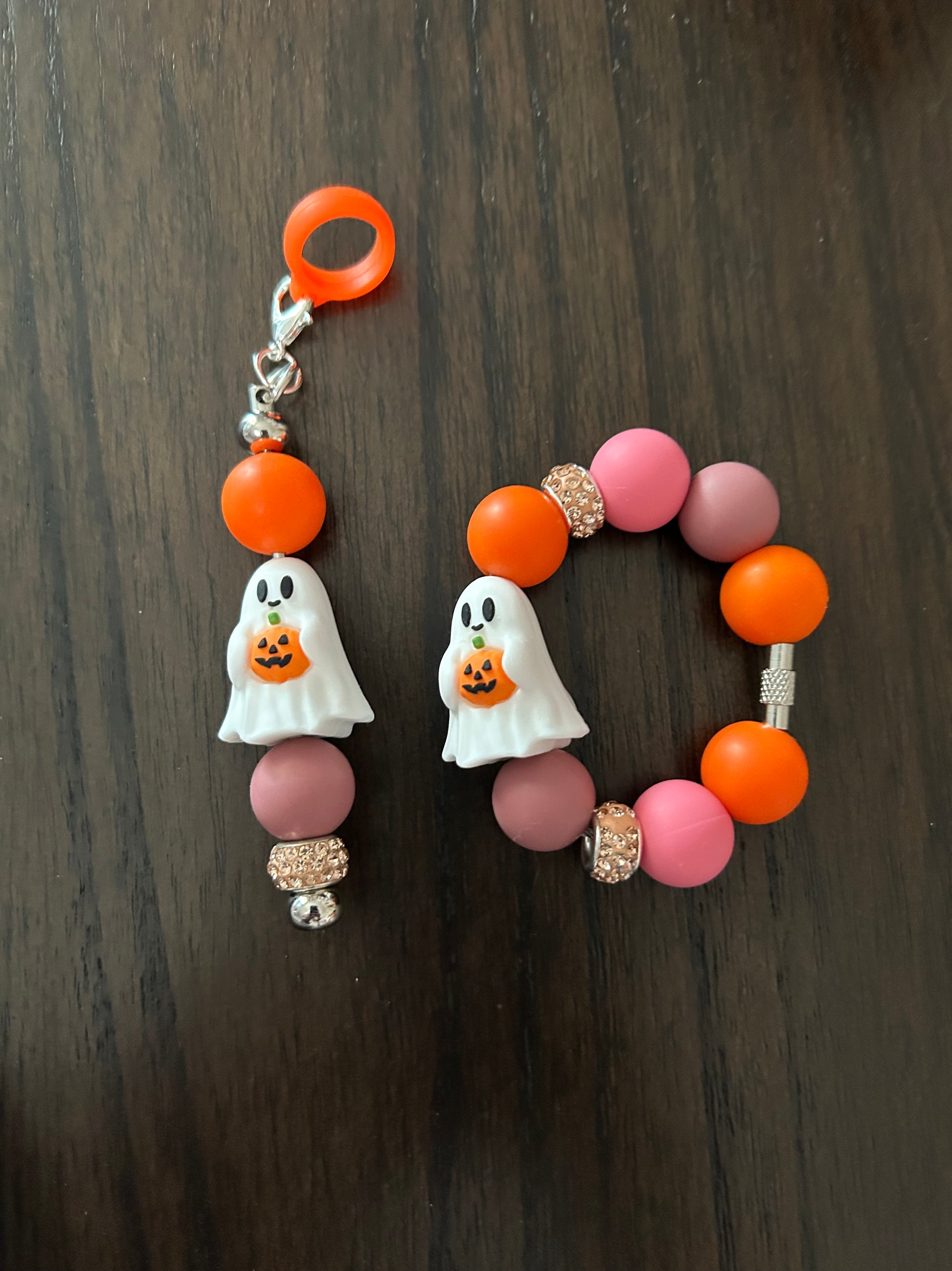 Ghost Straw and Handle Charm set