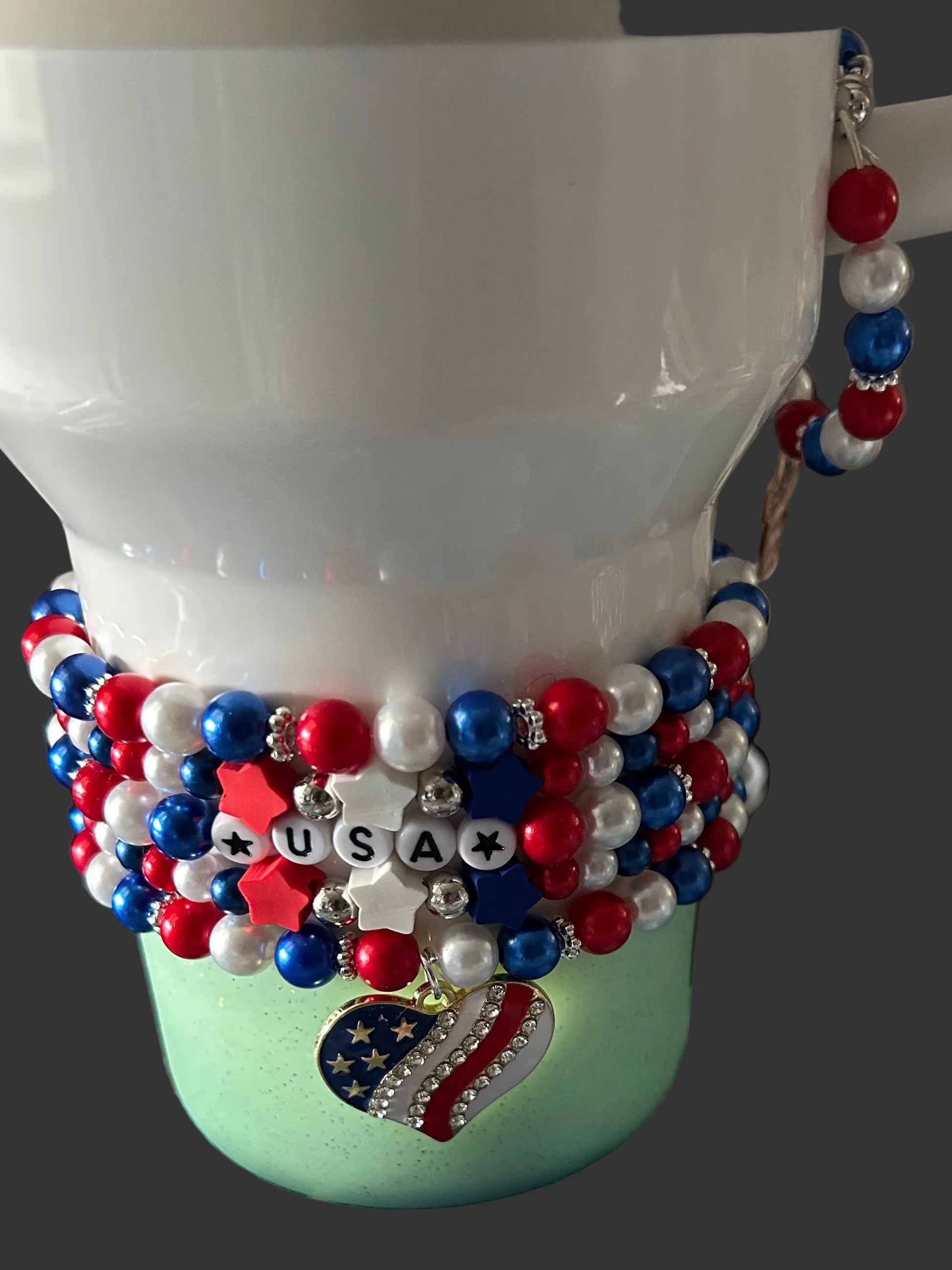 Red White and Blue Heart Bracelet Stack