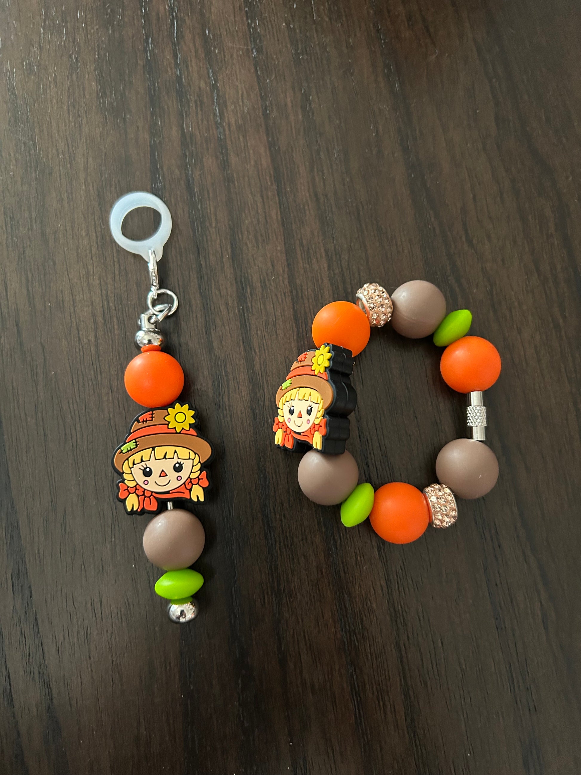 Scarecrow Straw and Handle Charm set