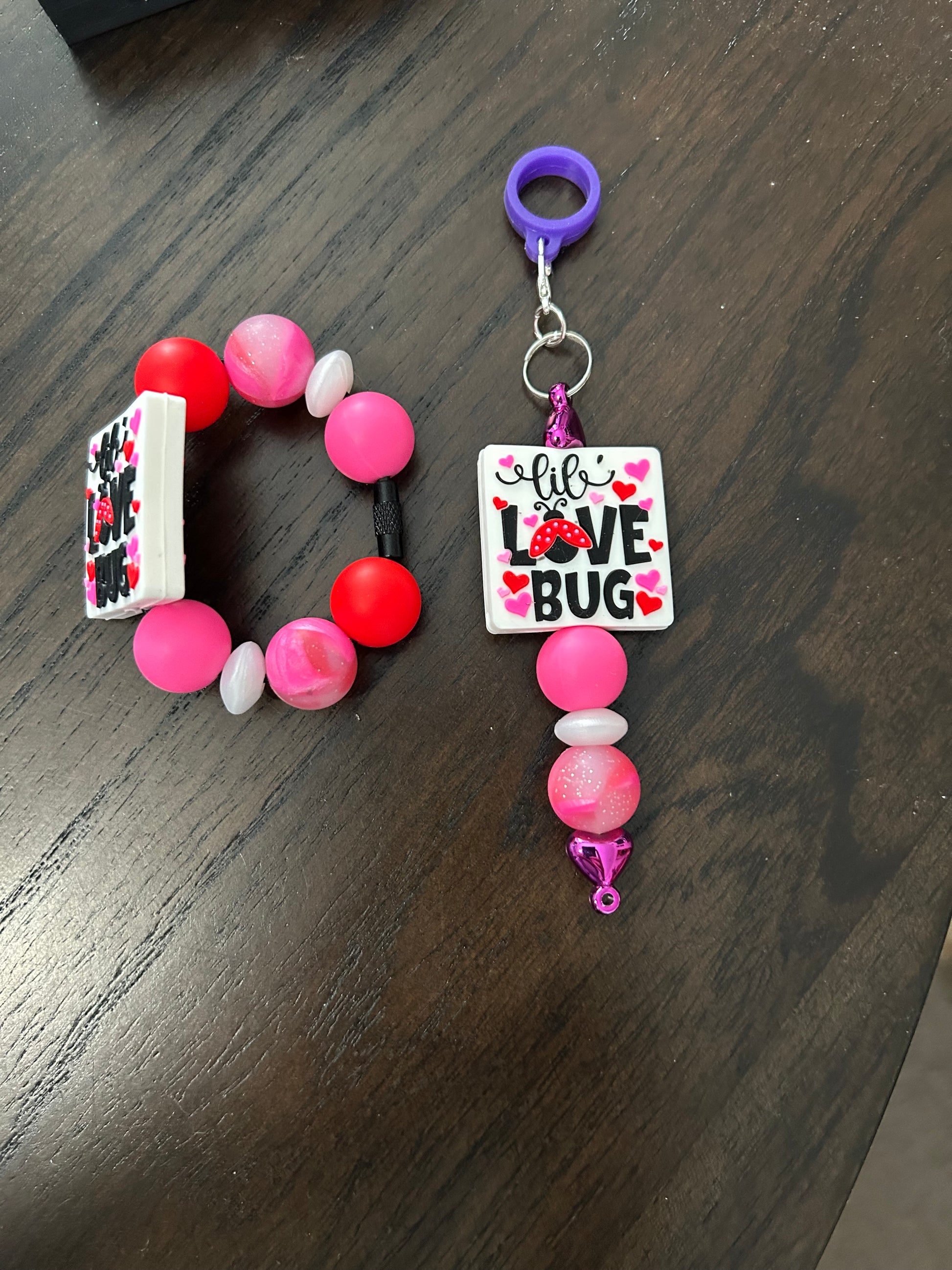 Love Bug Straw and Handle Charm set