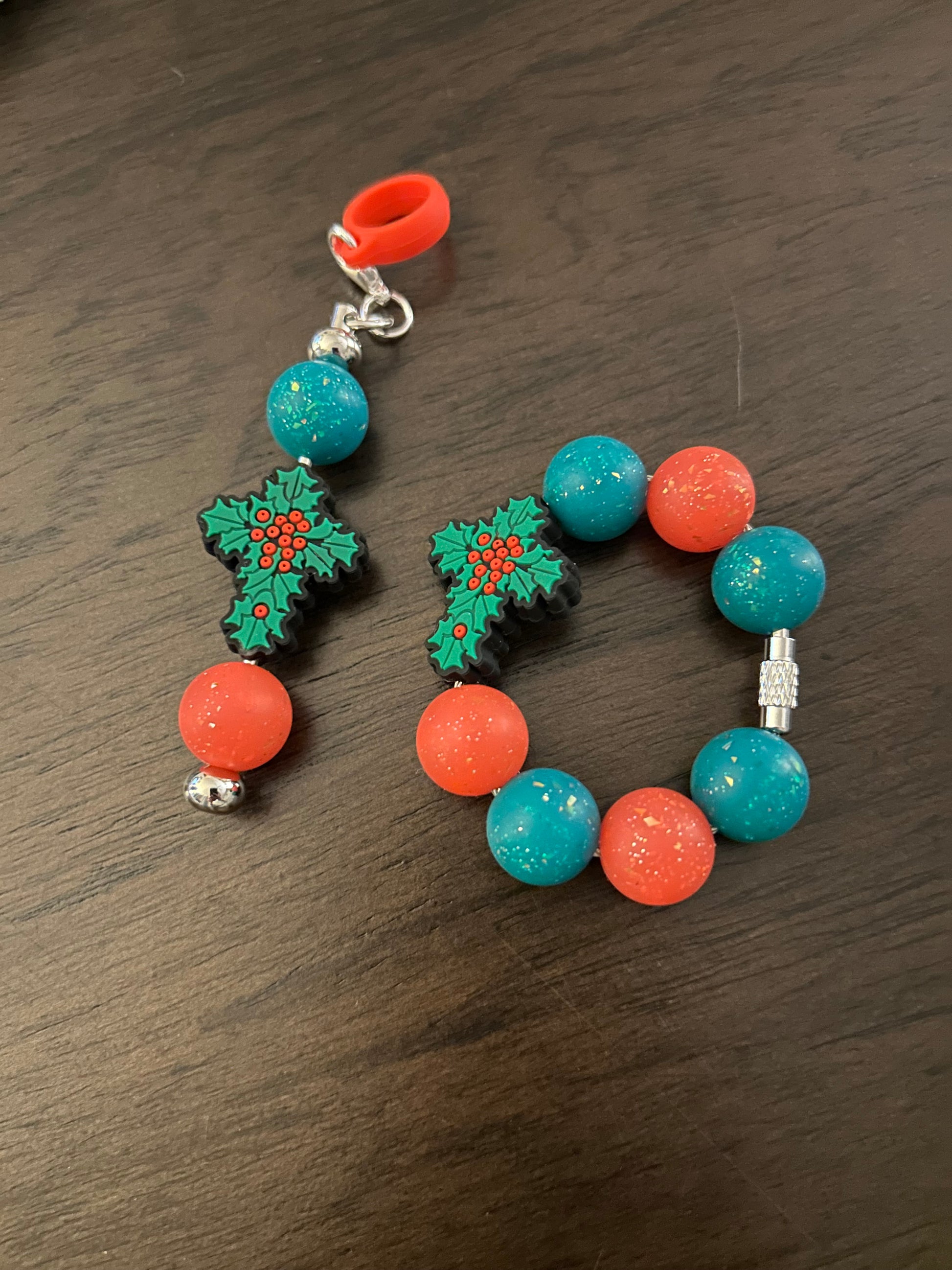 Christmas Straw and Handle Charm set