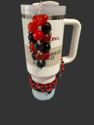 Black and Red Heart Bracelet Stack