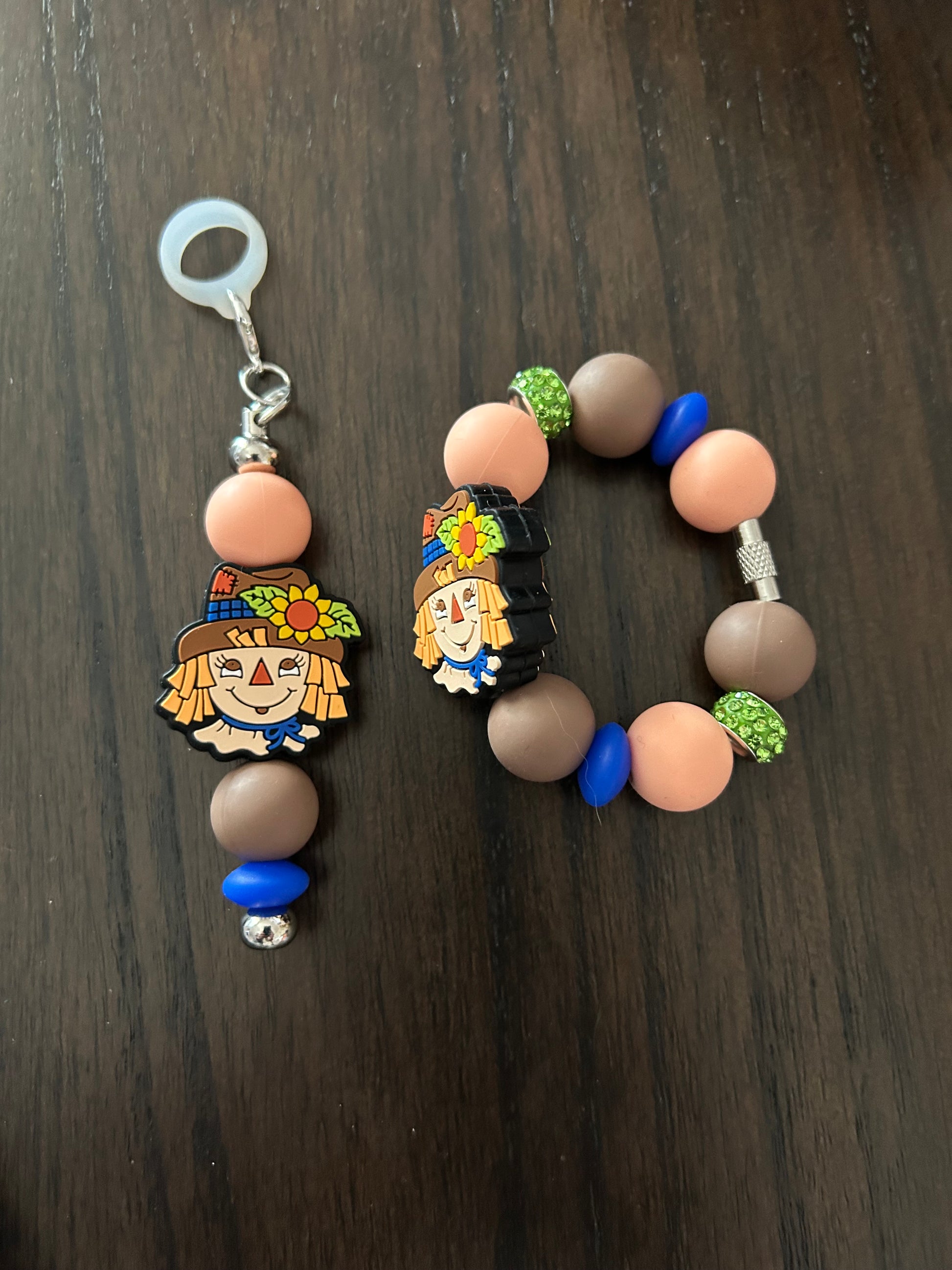 Scarecrow Straw and Handle Charm set