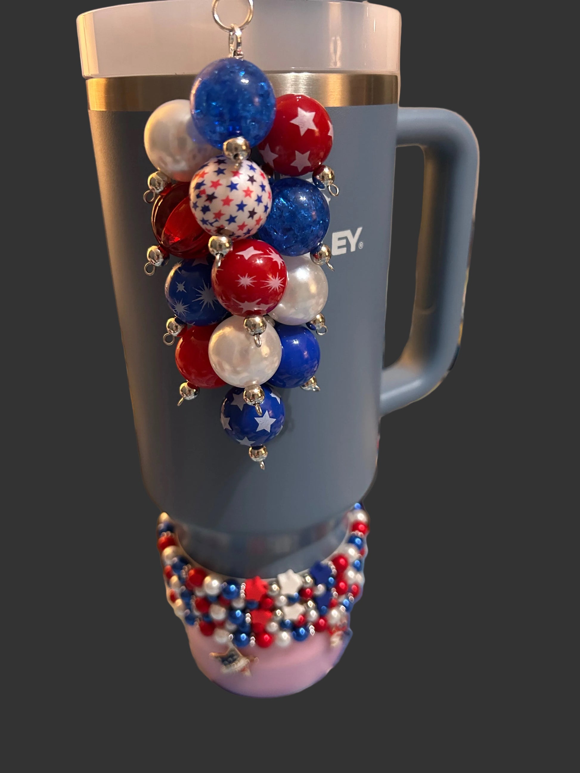 Red White and Blue Bauble Straw Charm