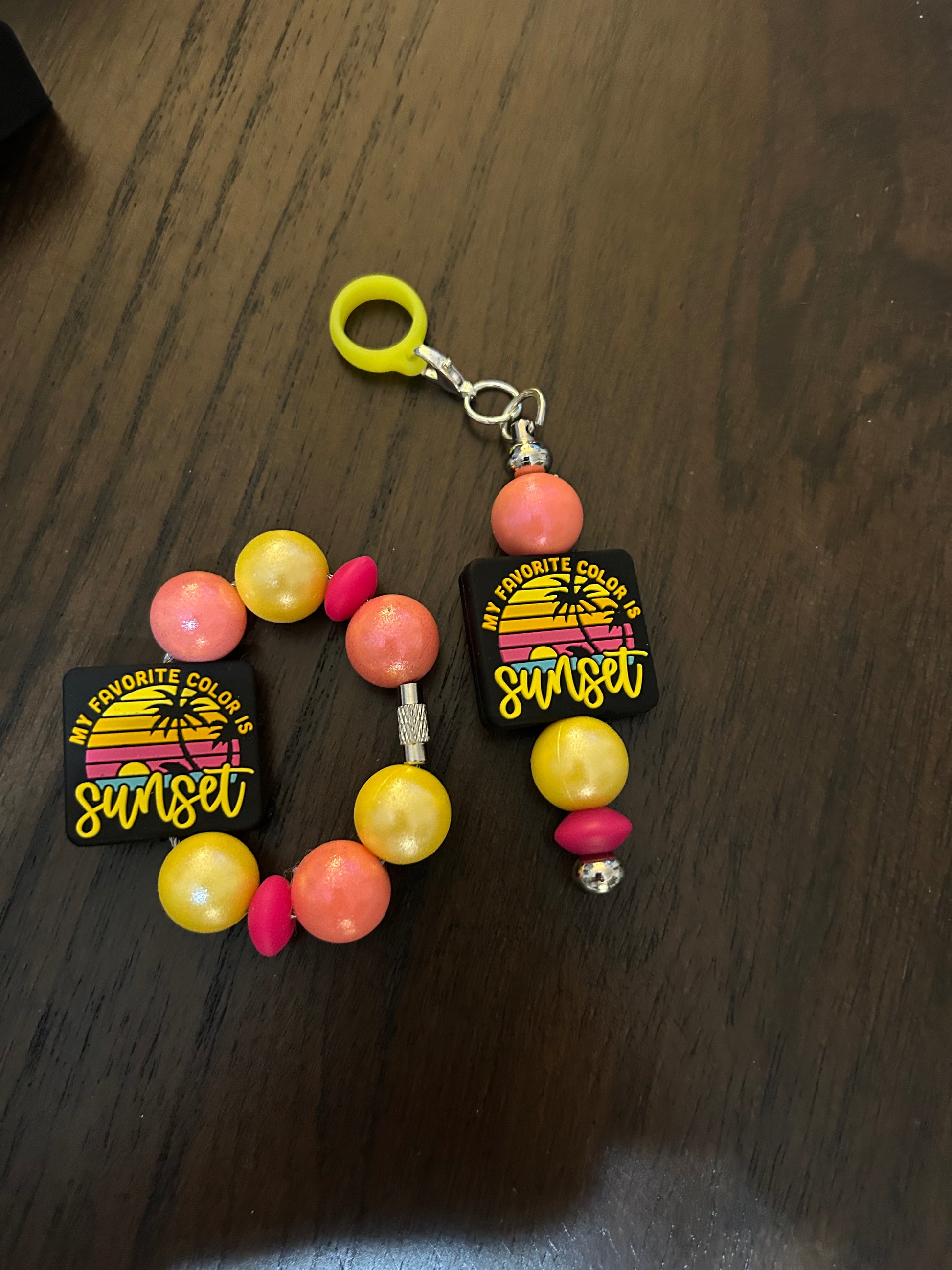 Sunset Straw and Handle Charm set