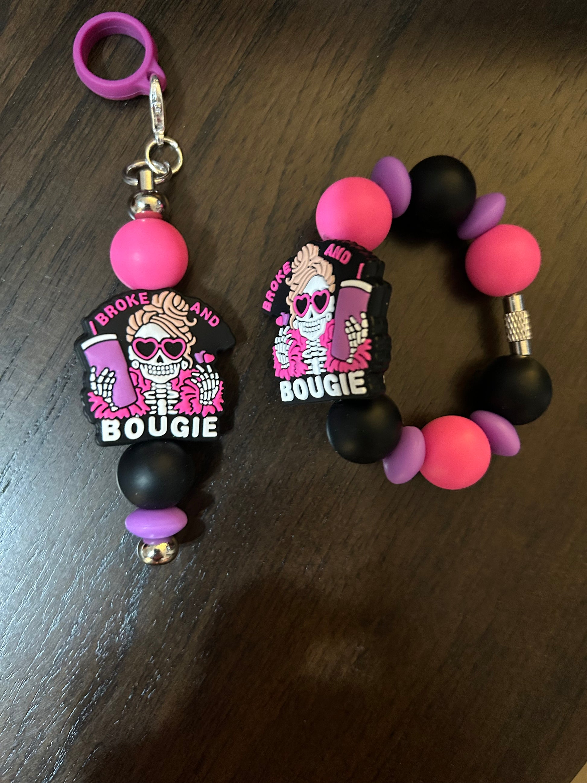 Skeleton Bougie Straw and Handle Charm set