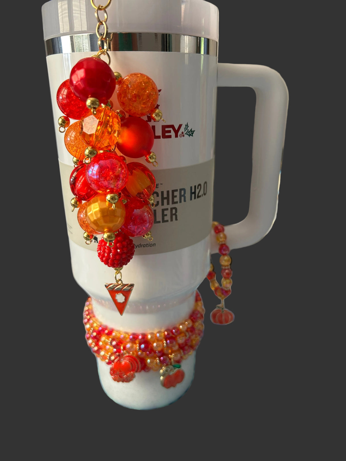 Red Orange Fall Bauble Straw Charm