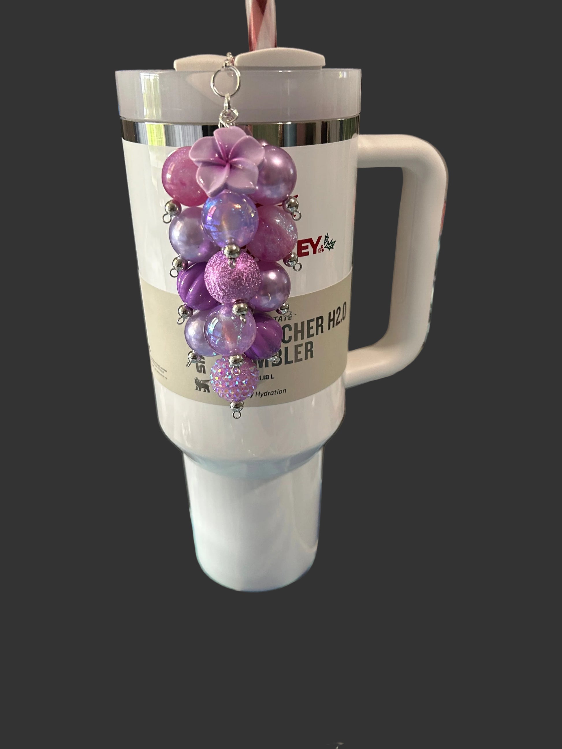 Purple Flower Bauble Straw Charm