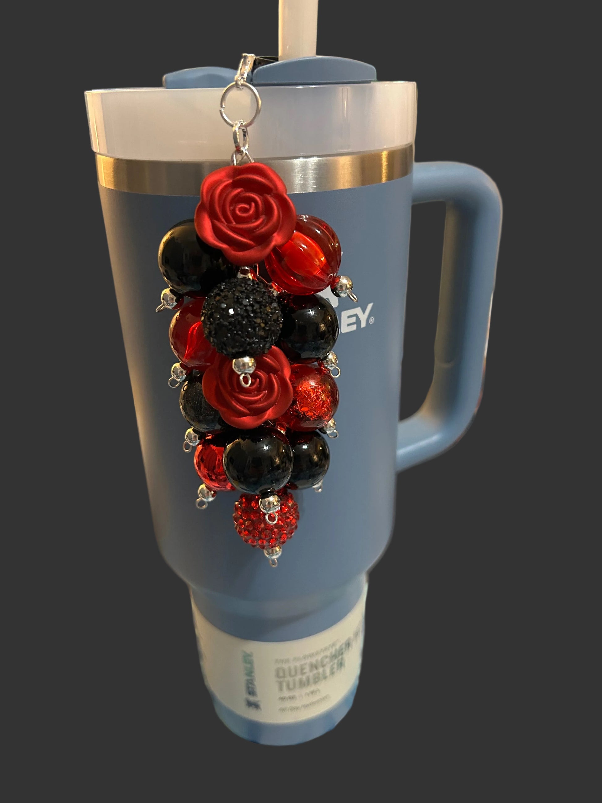 Red Rose Bauble Straw Charm