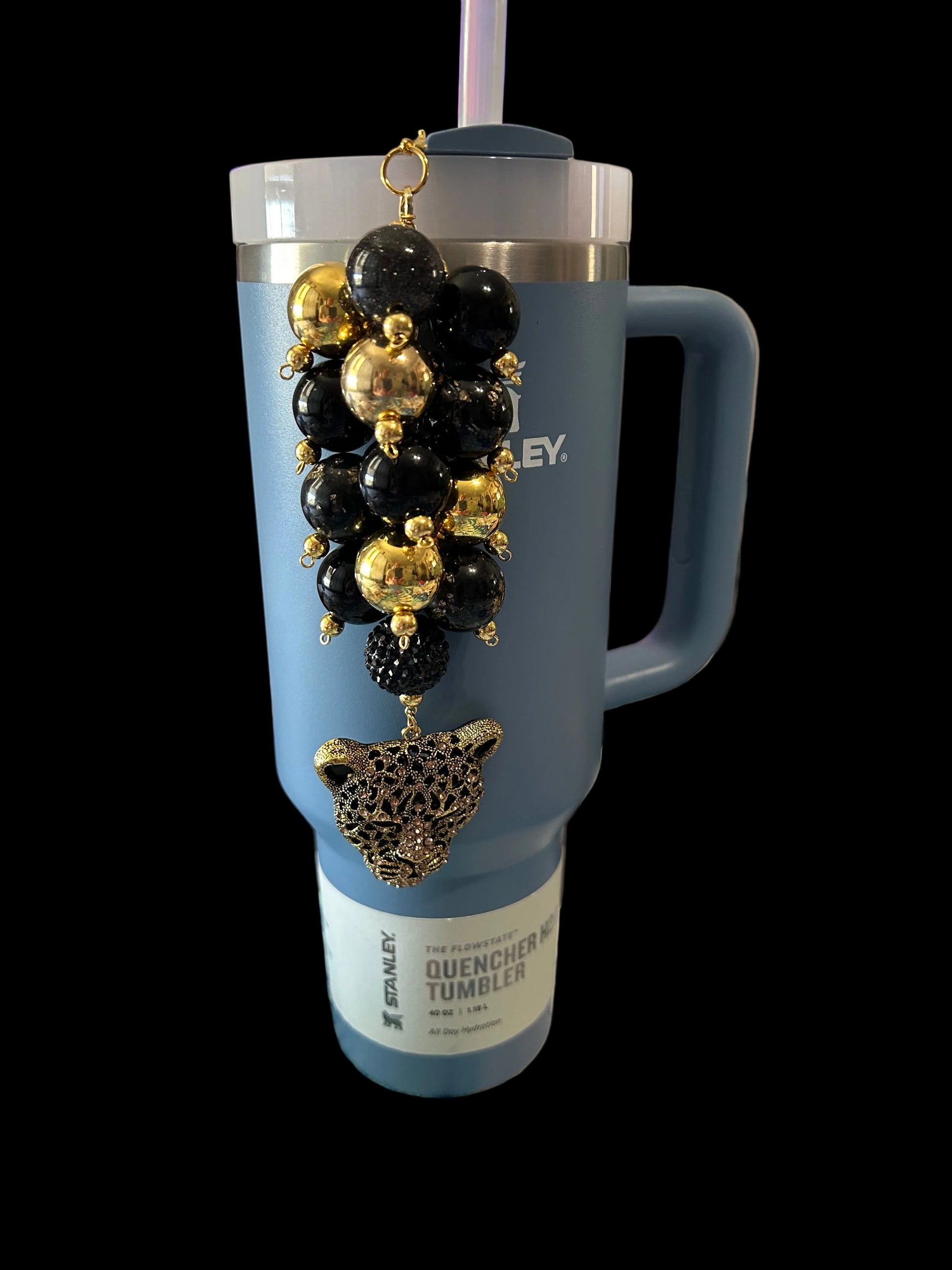 Cheetah Deluxe Bauble Straw Charm
