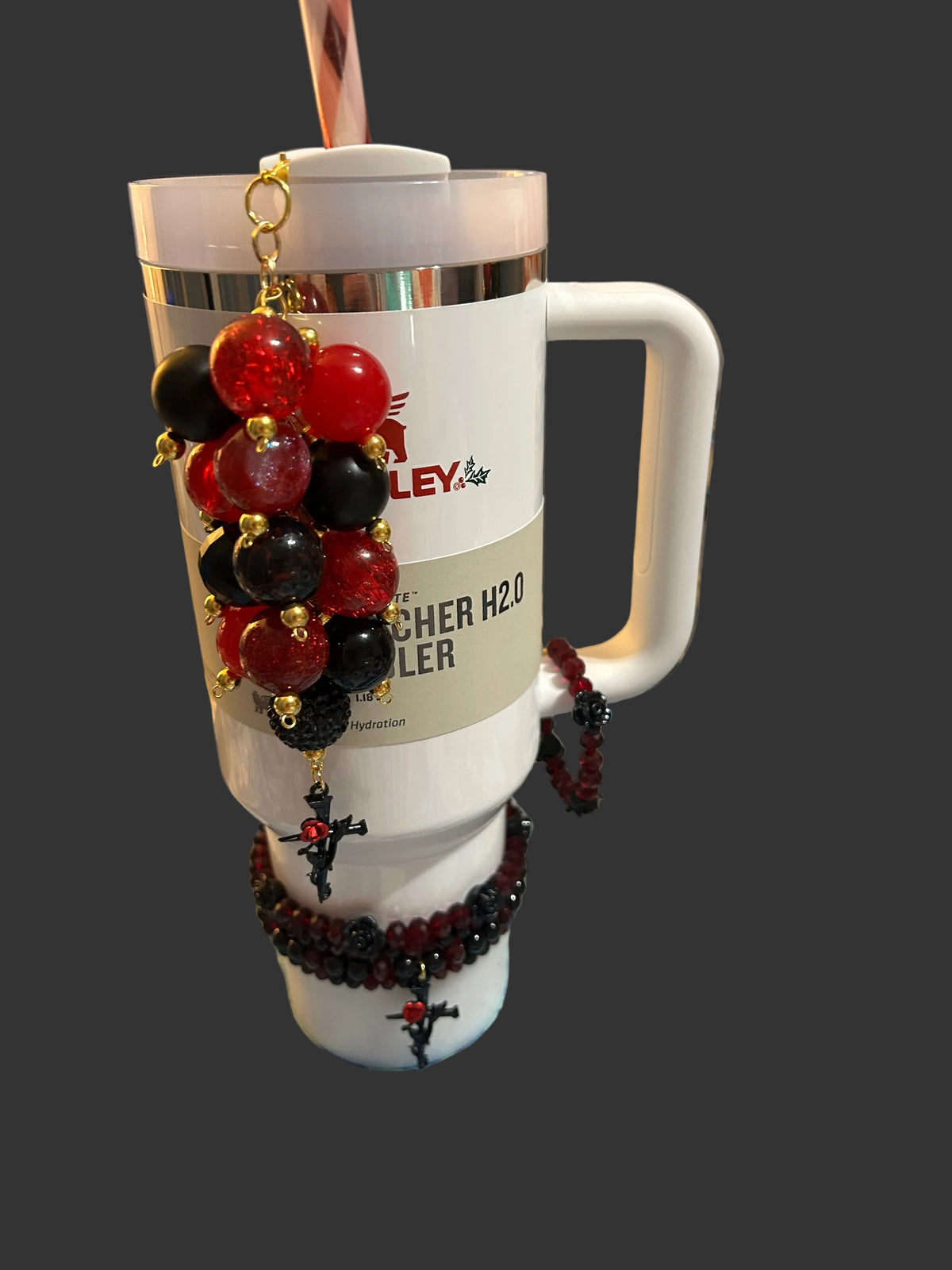 Bordeaux Rose Bauble Straw Charm