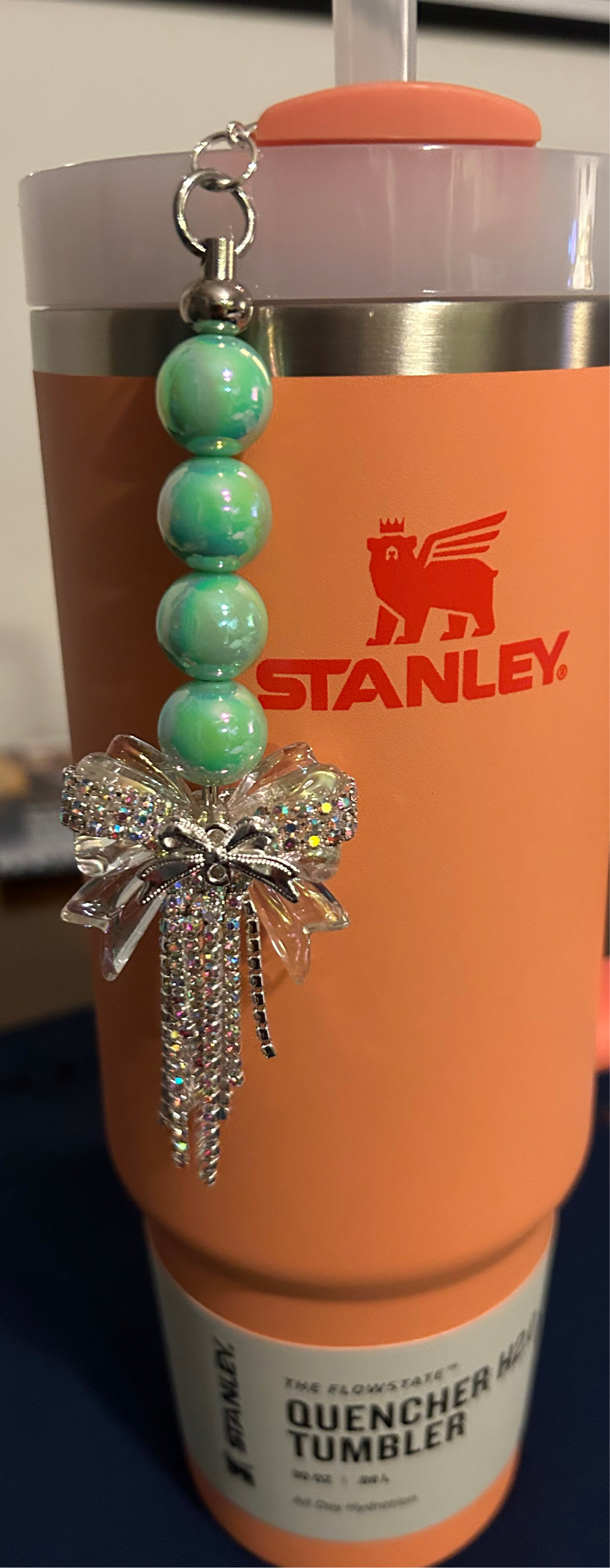 Fancy Green Bow Straw Charm