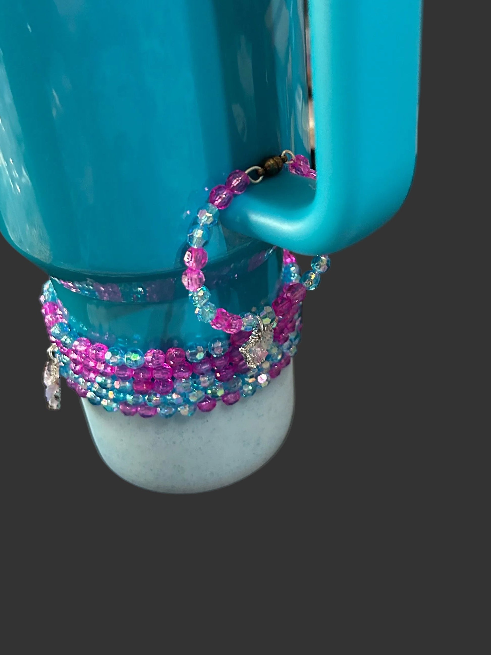 Blue Pink Butterfly Handle Charm