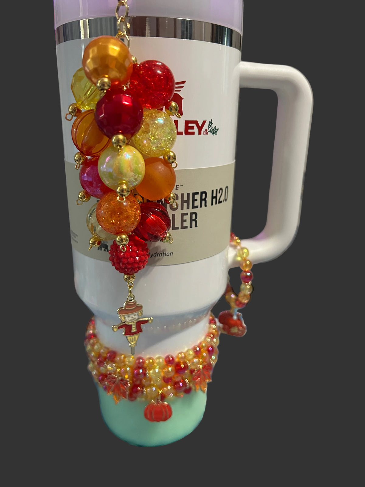 Red Orange Yellow Fall Bauble Straw Charm