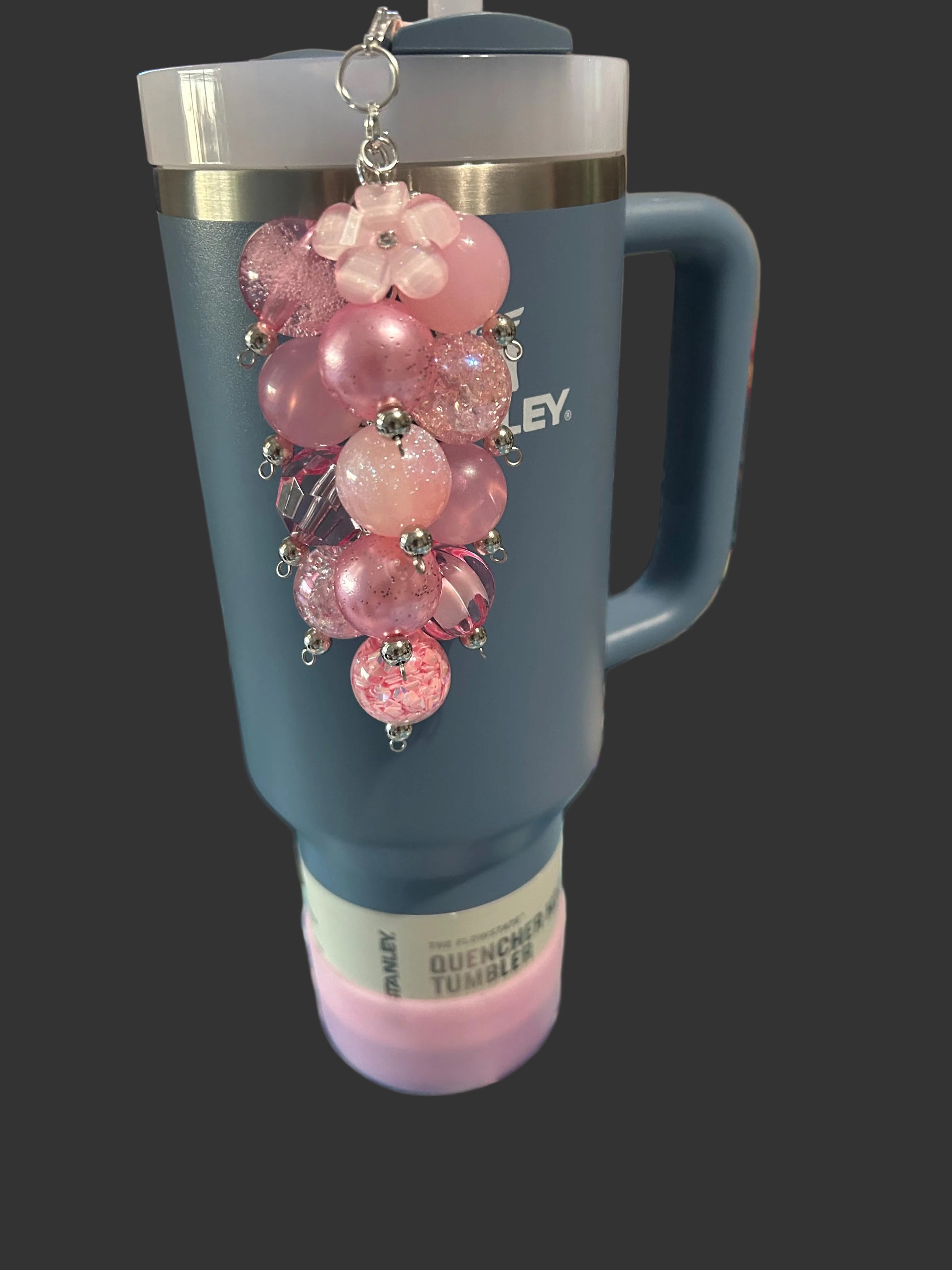 Pink Flower Bauble Straw Charm