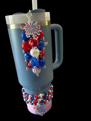 Red White and Blue Fireworks Bracelet Stack