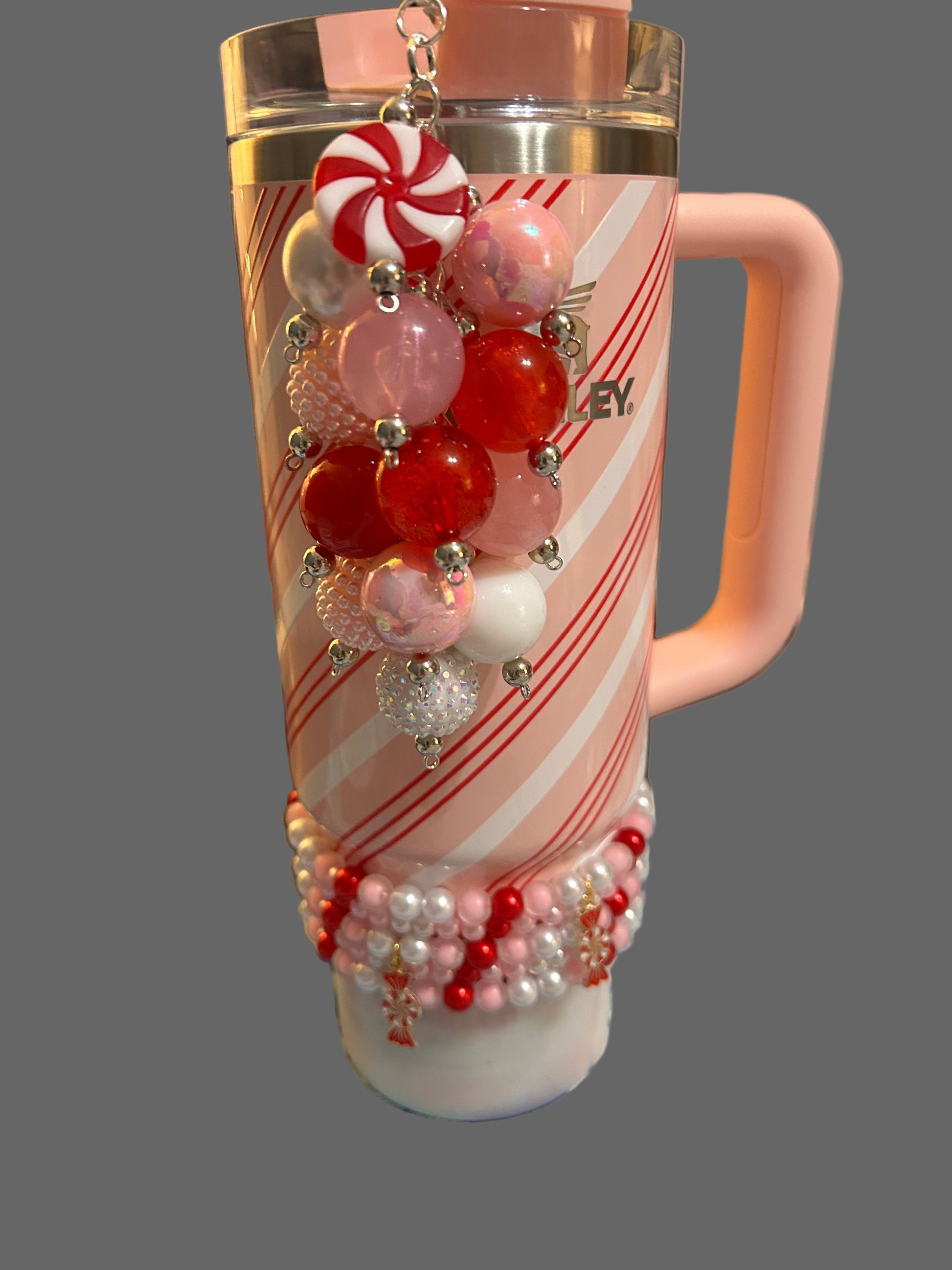 Christmas Pink Peppermint Bracelet Stack