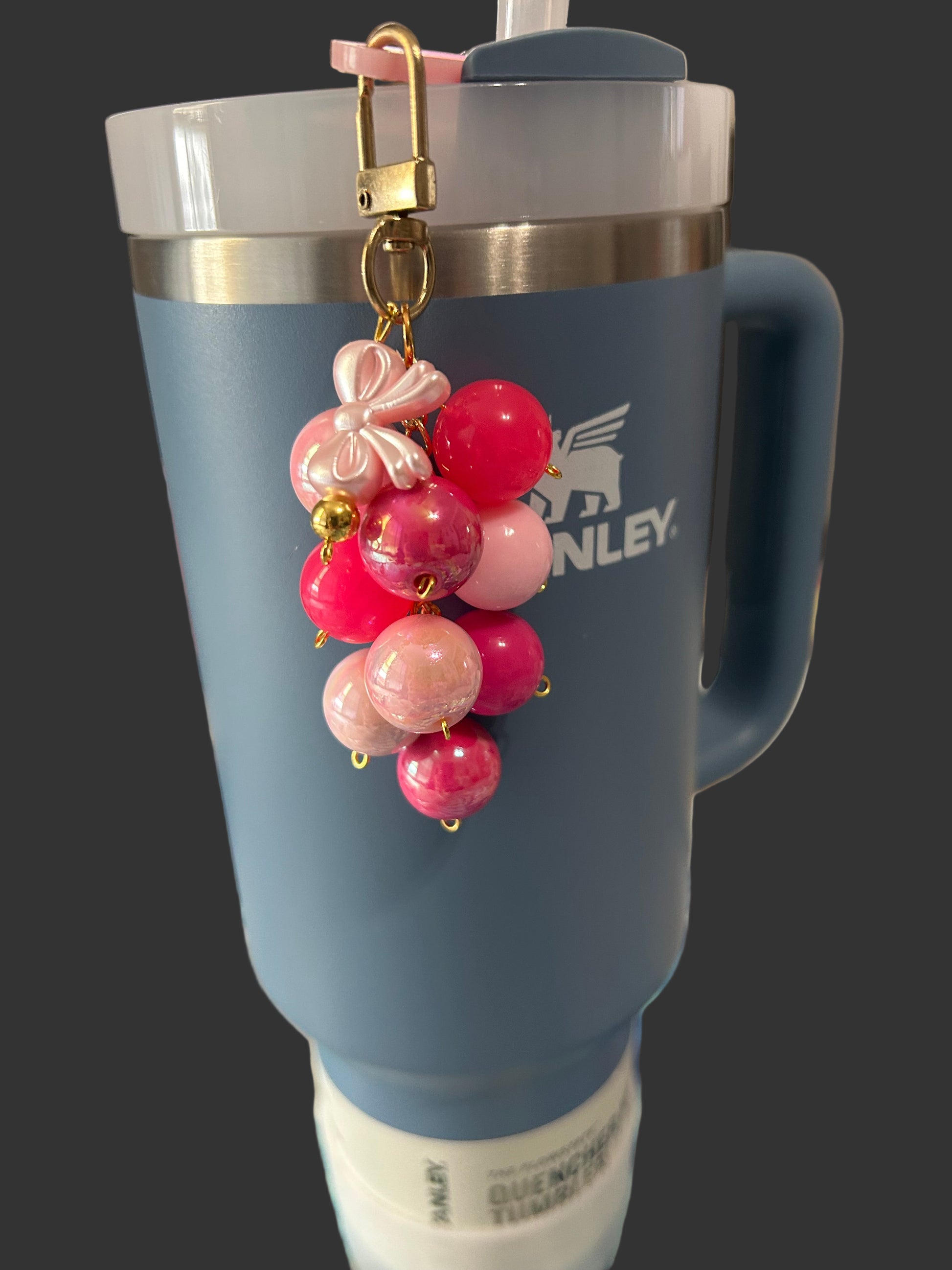 Pink Bow Bauble Straw Dangle Charm