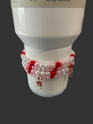 Christmas Pink Peppermint Bracelet Stack