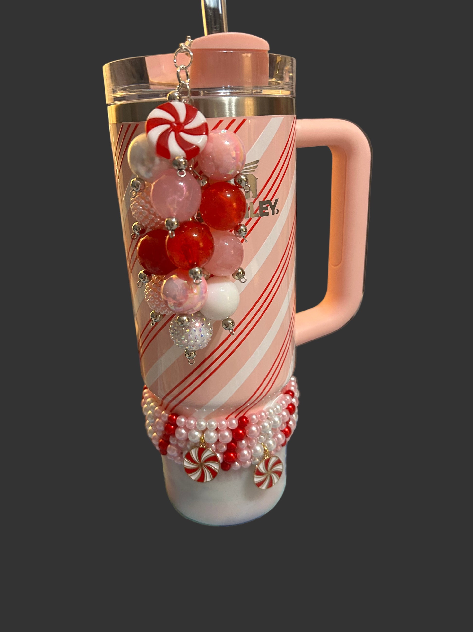 Christmas Pink Peppermint Bracelet Stack