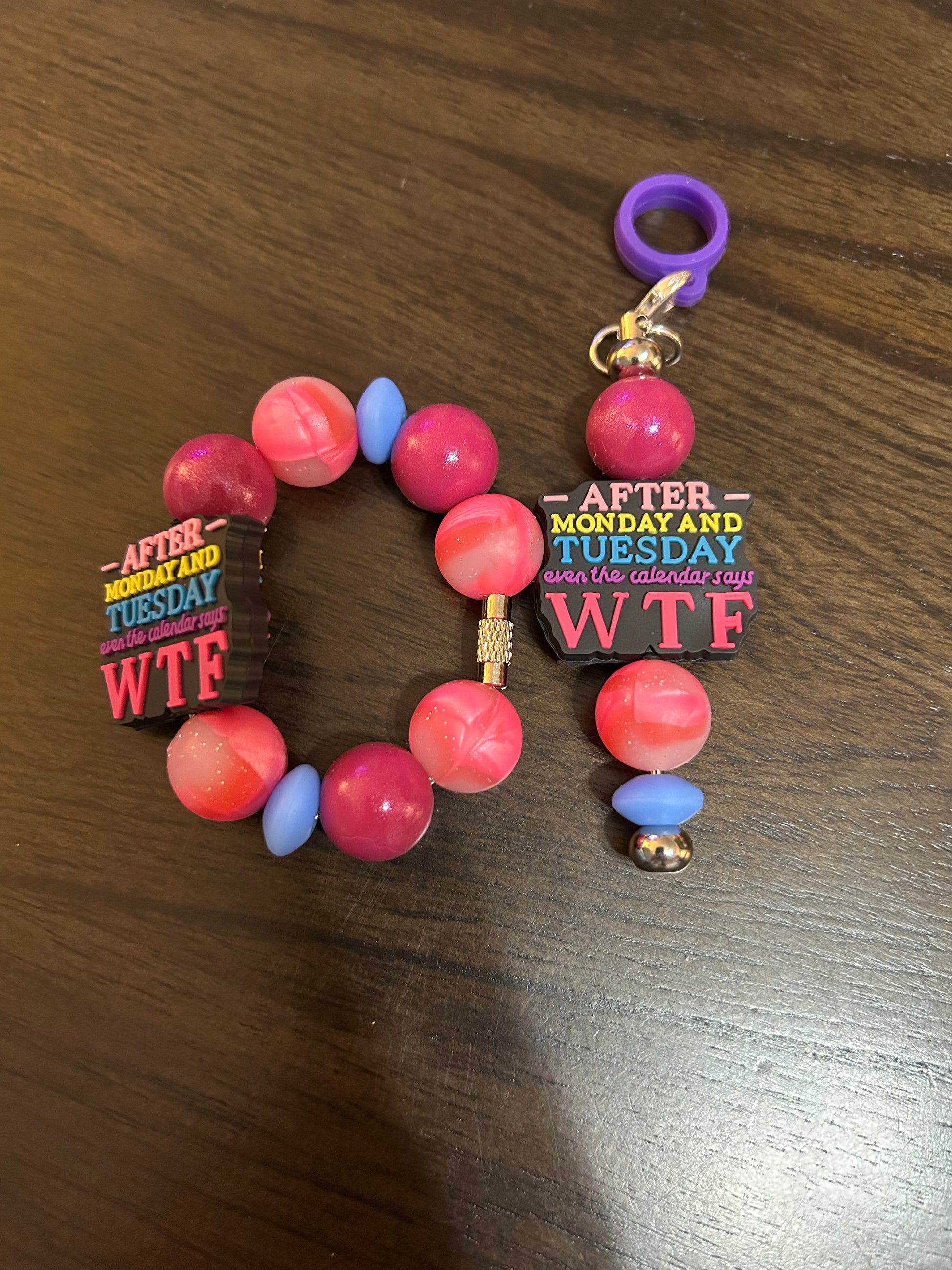 After Monday and Tuesday even the calendar says wtf Straw and Handle Charm set