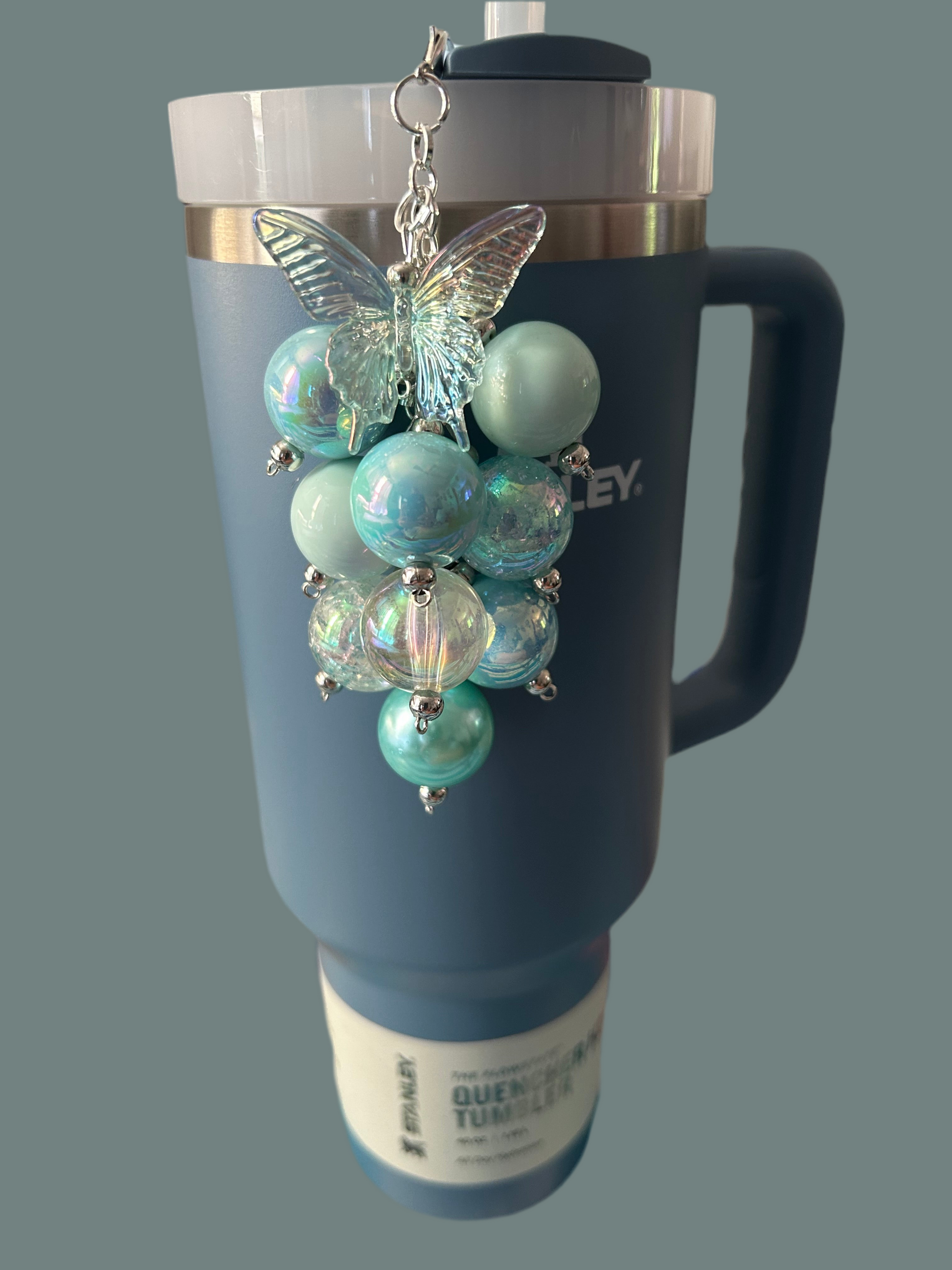 Blue Butterfly Bauble Straw Charm