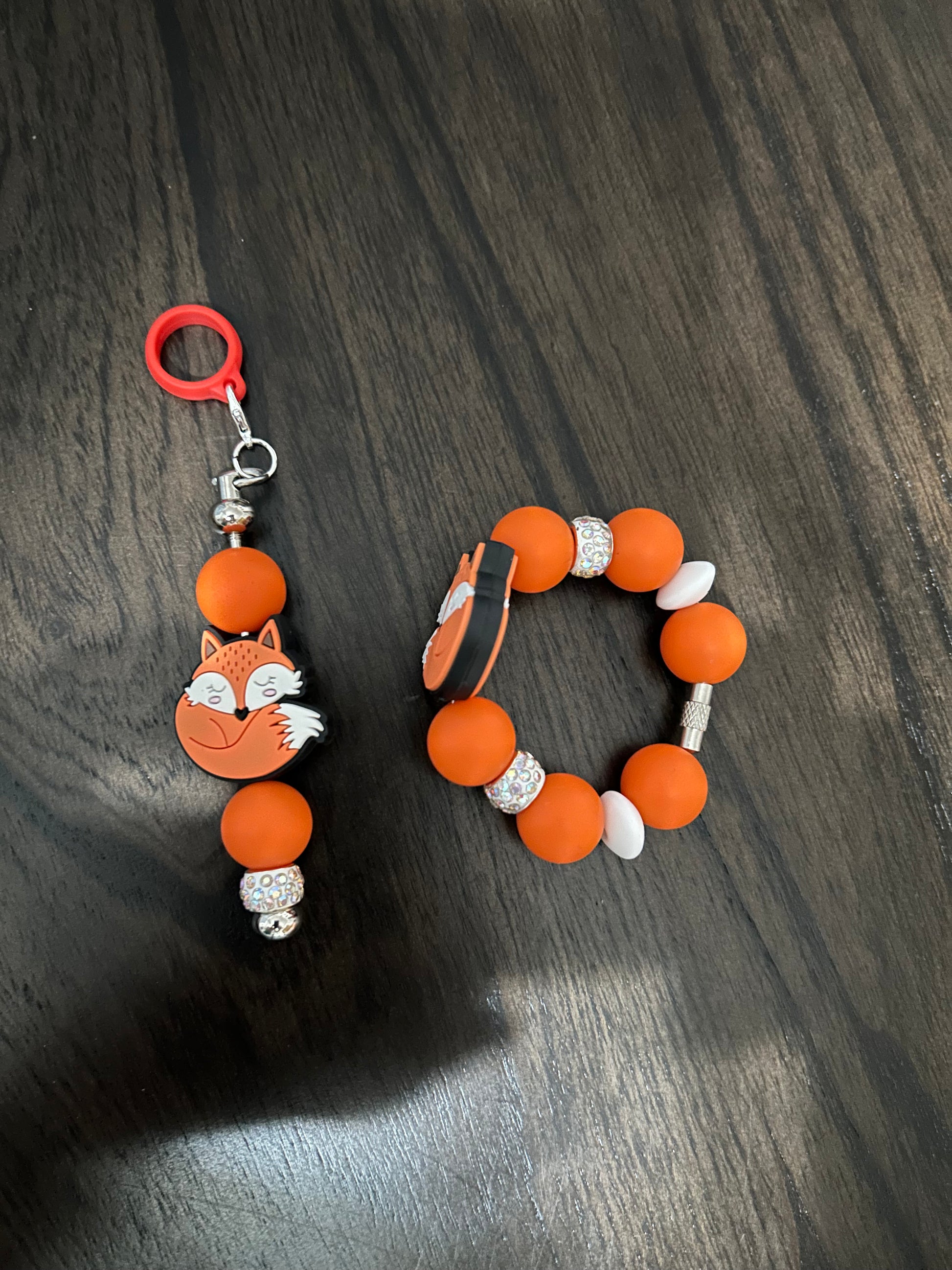 Fox Straw and Handle Charm set