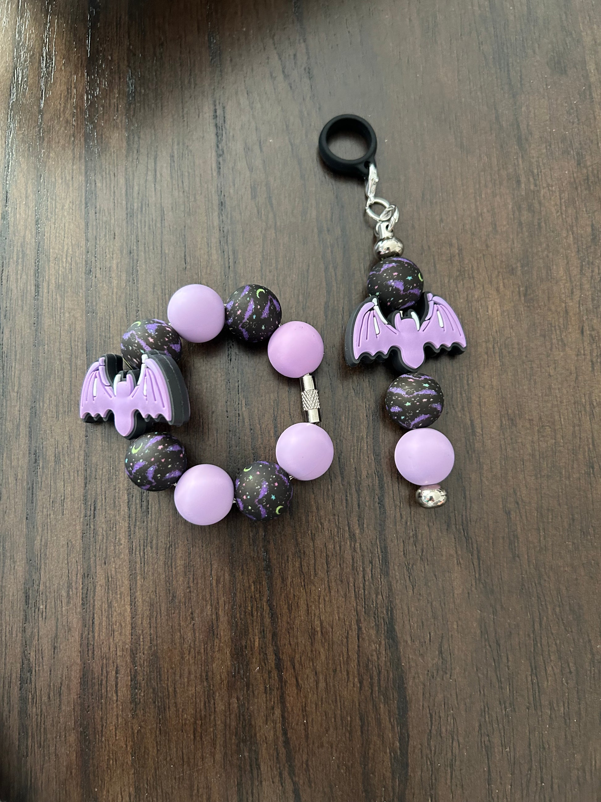 Bat Straw and Handle Charm set