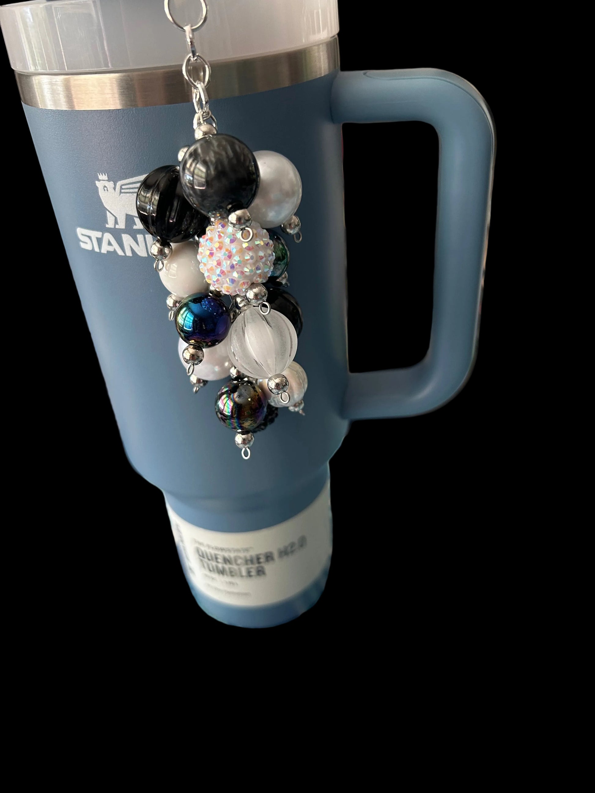 Black and White Custom Bauble Straw Charm