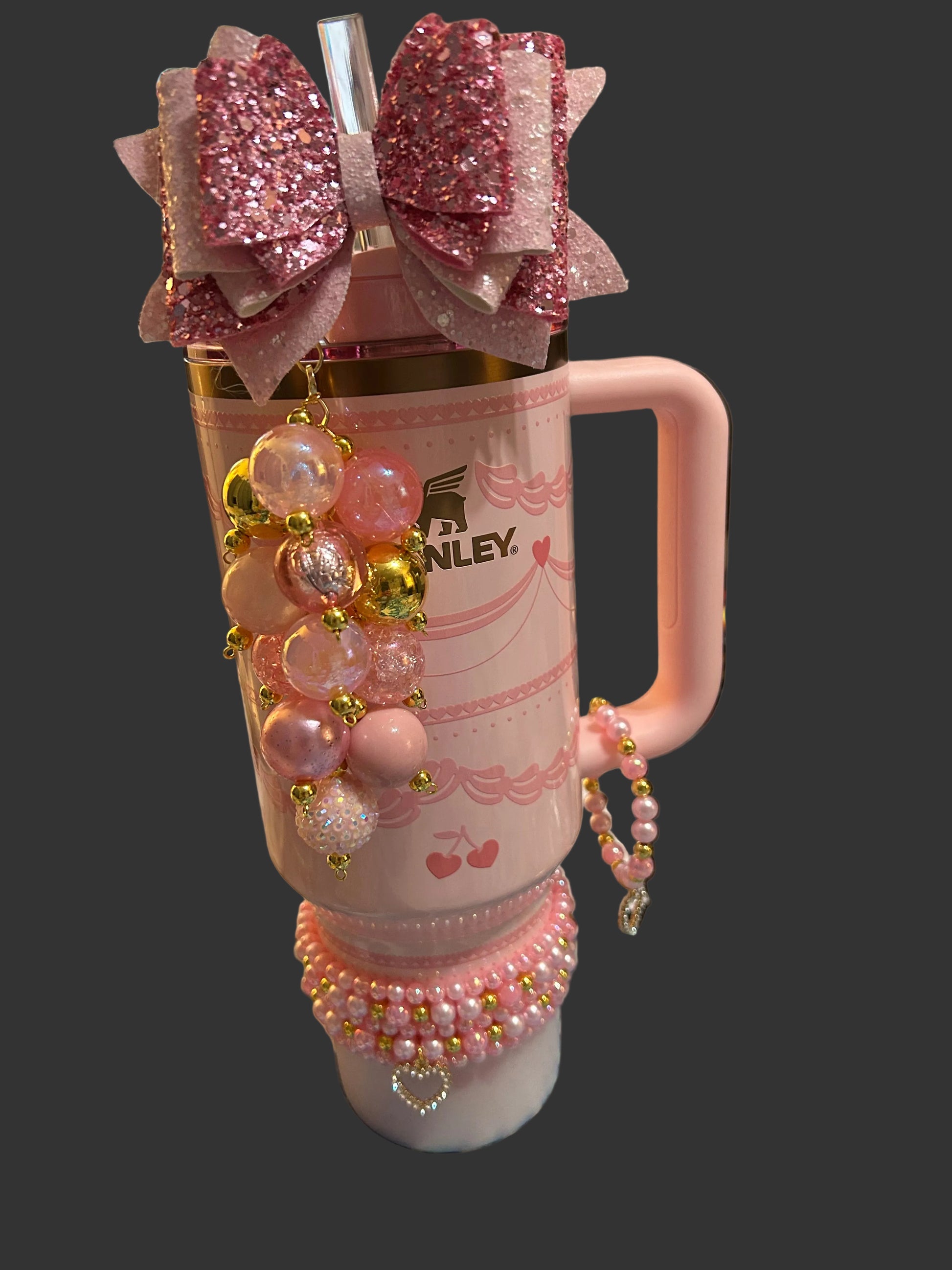 Pink Velvet Bauble Straw Charm