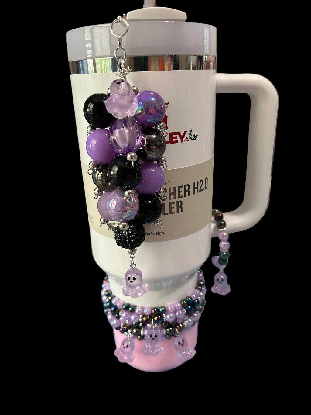 Purple Ghost Glow in Dark Bauble Straw Charm