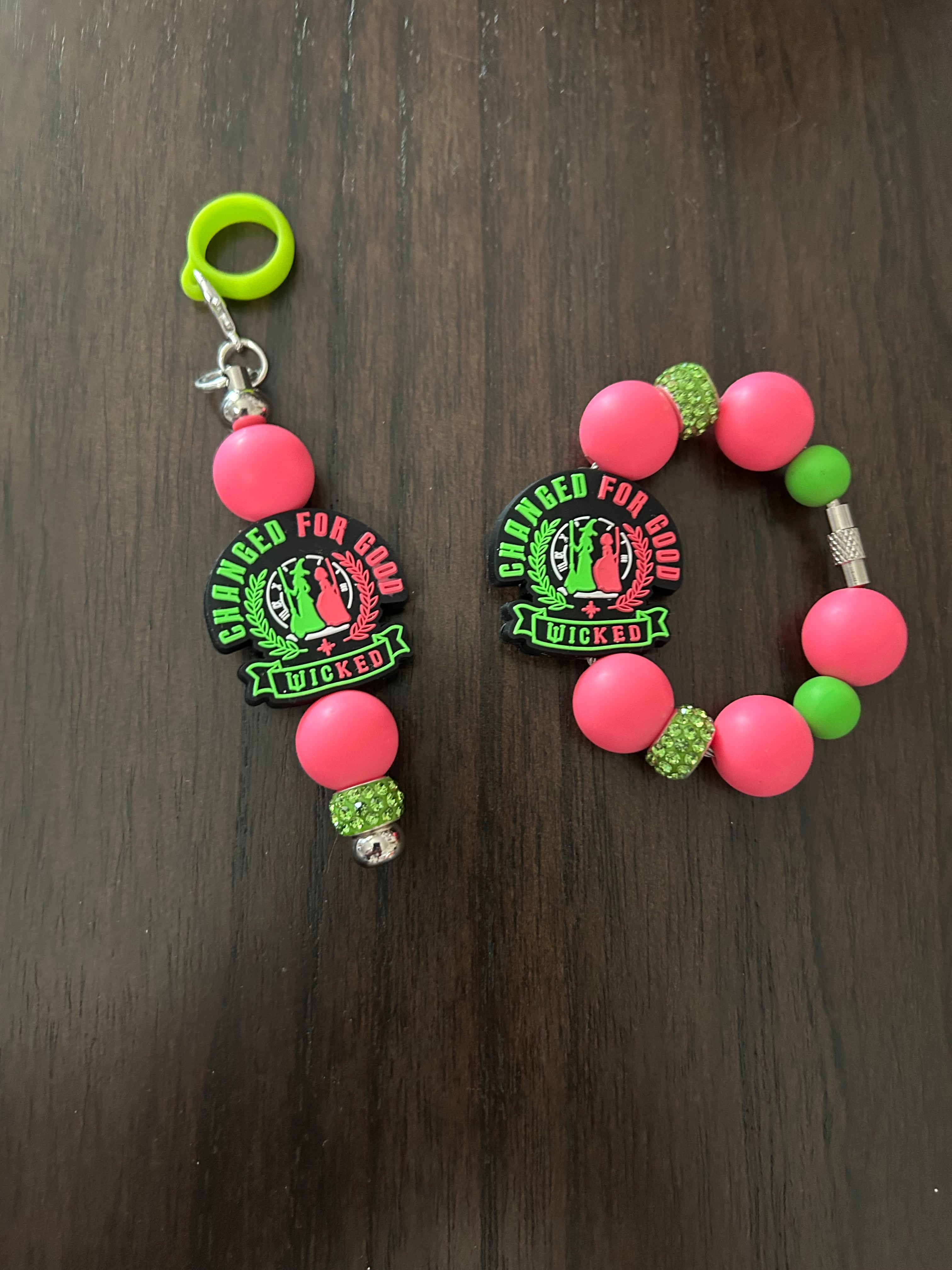 Witch Straw and Handle Charm set