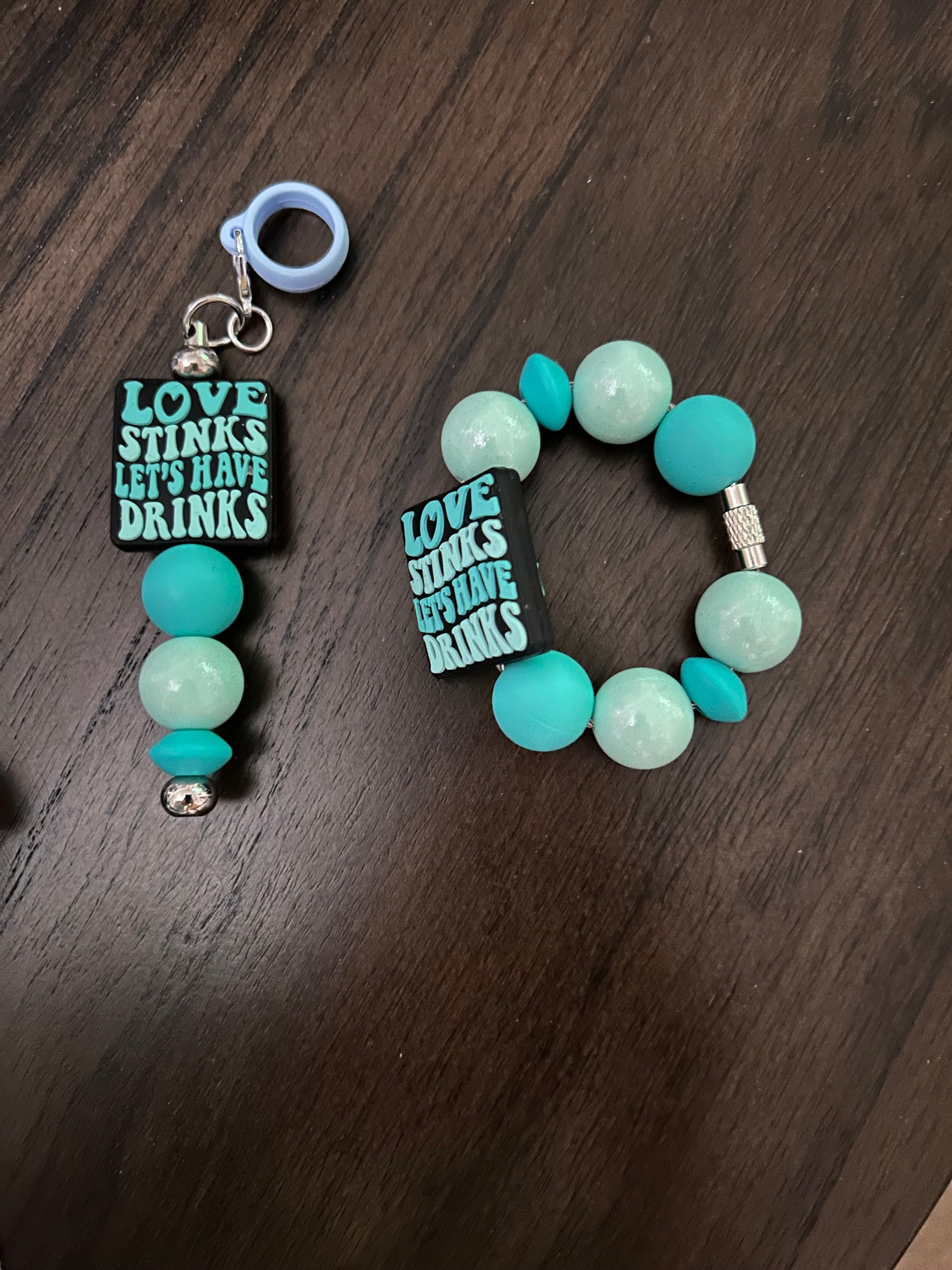 Love Stinks Let’s Have Drinks Straw and Handle Charm set