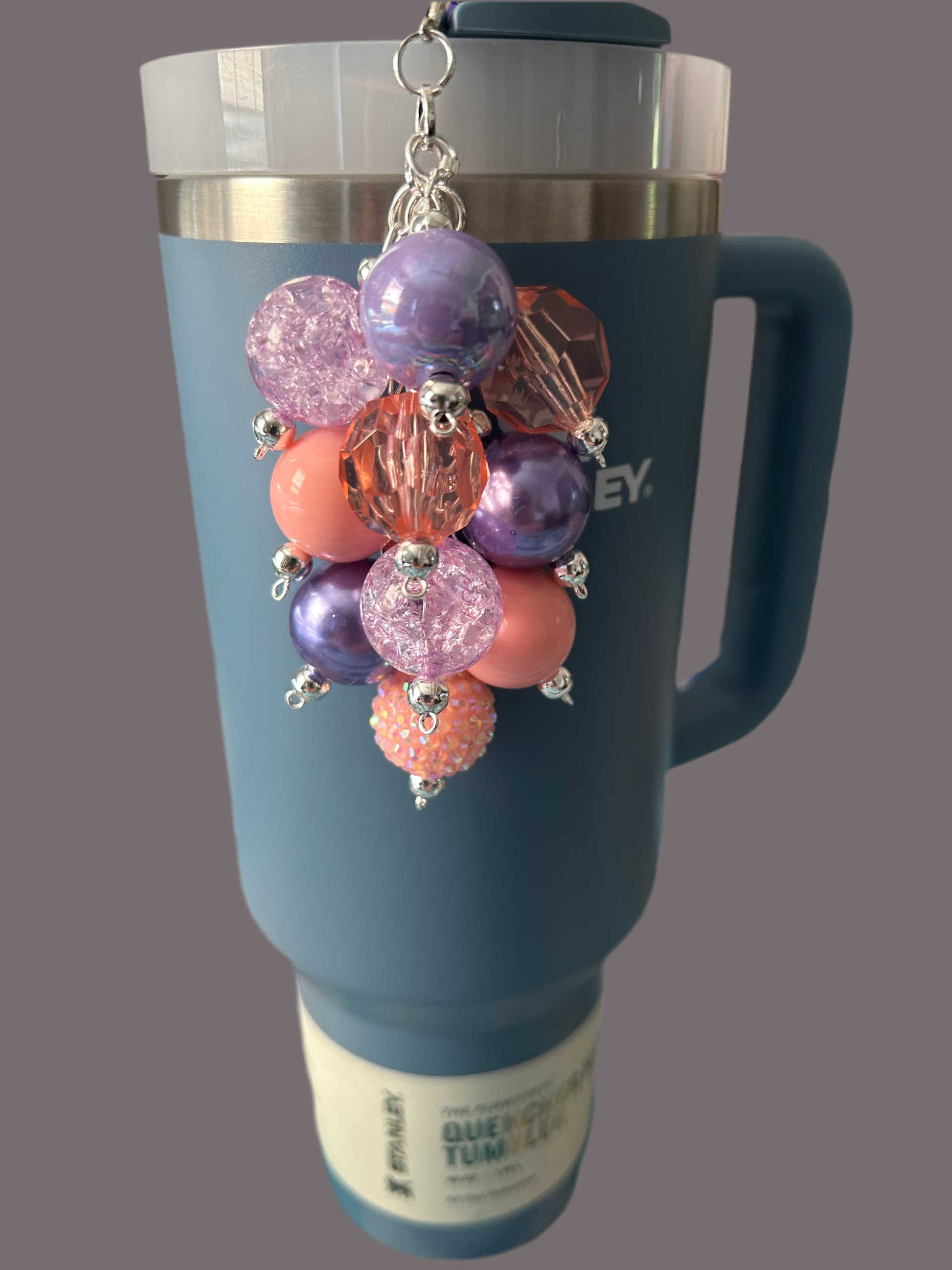 Peach and Purple Large Bauble Straw Charm