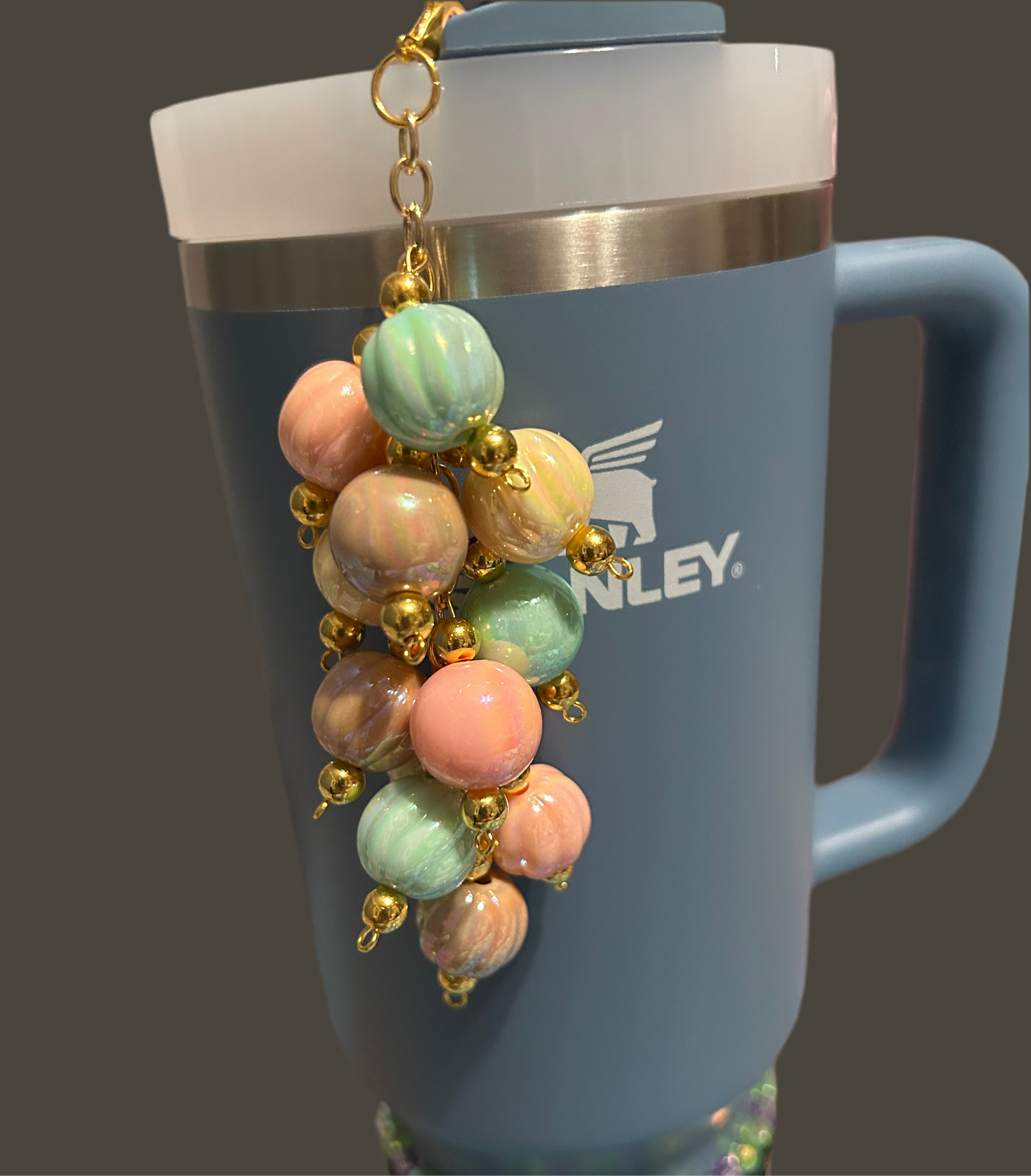 Warm Fall Colors Mini Bauble Straw Charm